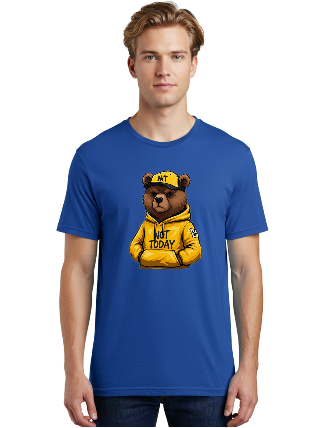 Not-Today-Bear-3 Men'S Graphic Tee, 100% Cotton, Comfortable Casual Summer Wear, Machine Washable, Vintage Camera, Old Camera, Antique Camera, Black Camera, Classic Photography, Photography Equipment, Nostalgic Device, Film Camera, Camera Art Bak964