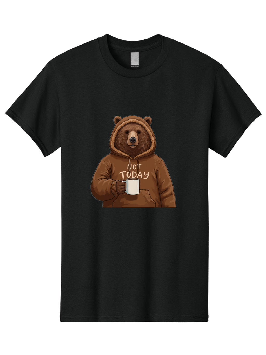 Not-Today-Bear-4 Men'S Graphic Tee, 100% Cotton, Comfortable Casual Summer Wear, Machine Washable, Vintage Camera, Old Camera, Antique Camera, Black Camera, Classic Photography, Photography Equipment, Nostalgic Device, Film Camera, Camera Art Bak965