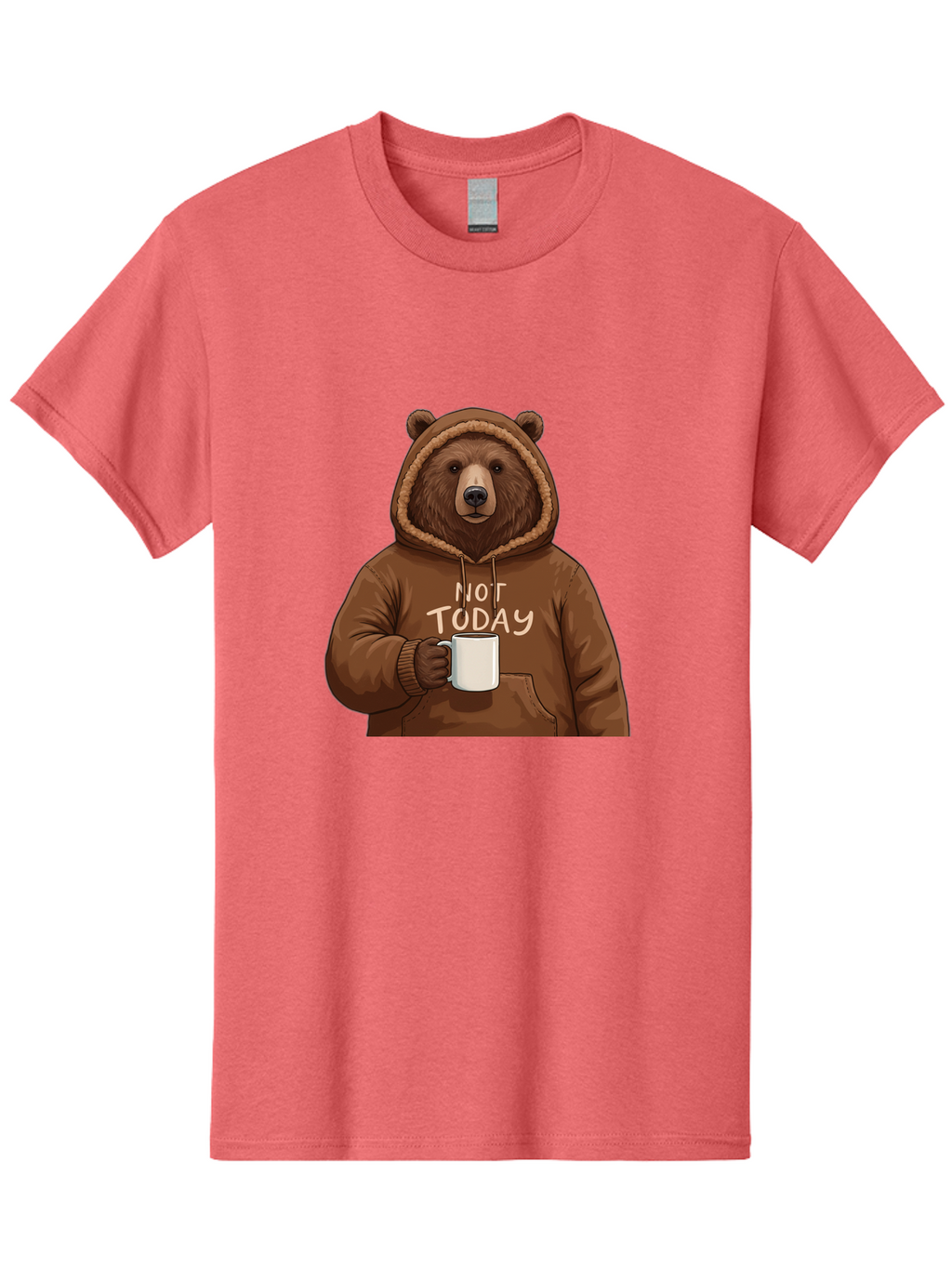 Not-Today-Bear-4 Men'S Graphic Tee, 100% Cotton, Comfortable Casual Summer Wear, Machine Washable, Vintage Camera, Old Camera, Antique Camera, Black Camera, Classic Photography, Photography Equipment, Nostalgic Device, Film Camera, Camera Art Bak965