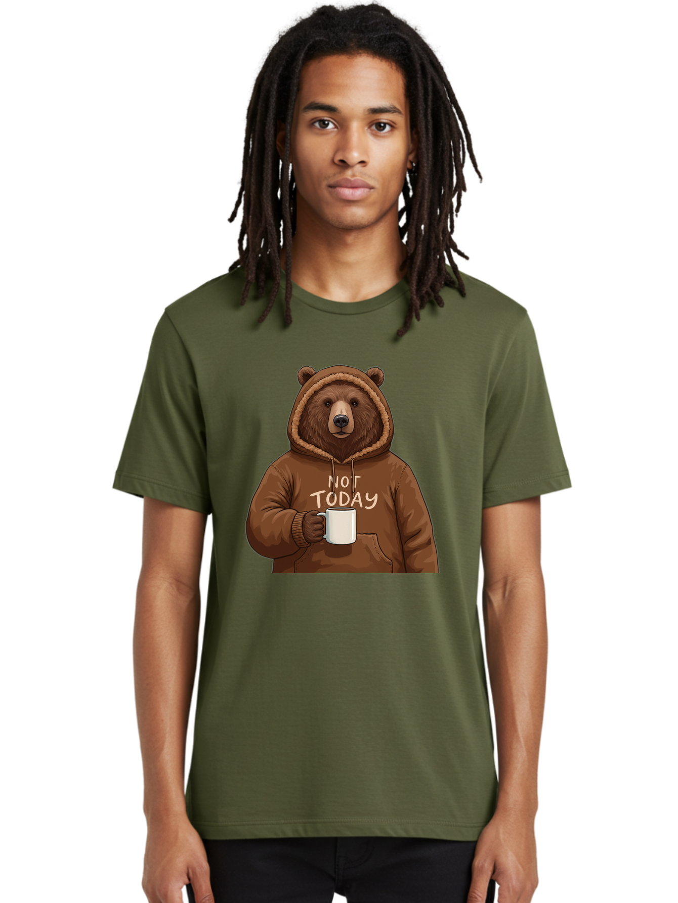Not-Today-Bear-4 Men'S Graphic Tee, 100% Cotton, Comfortable Casual Summer Wear, Machine Washable, Vintage Camera, Old Camera, Antique Camera, Black Camera, Classic Photography, Photography Equipment, Nostalgic Device, Film Camera, Camera Art Bak965