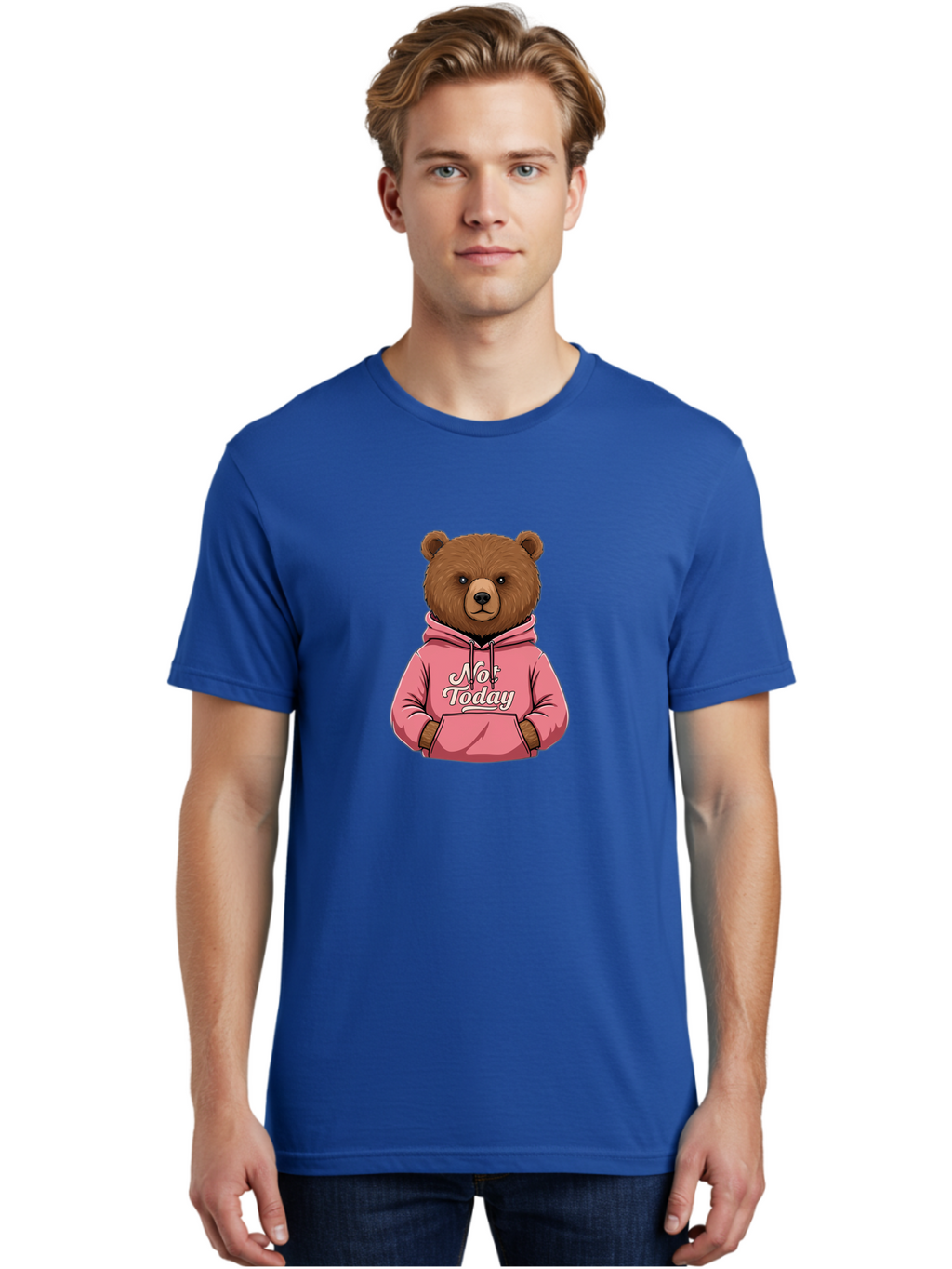 Not-Today-Bear-6 Men'S Graphic Tee, 100% Cotton, Comfortable Casual Summer Wear, Machine Washable, Vintage Camera, Old Camera, Antique Camera, Black Camera, Classic Photography, Photography Equipment, Nostalgic Device, Film Camera, Camera Art Bak967