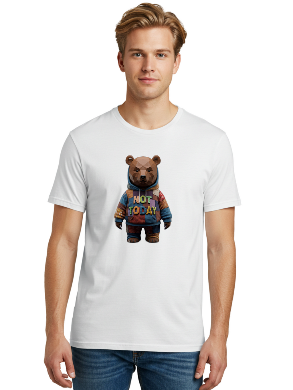 Not-Today-Bear-7 Men'S Graphic Tee, 100% Cotton, Comfortable Casual Summer Wear, Machine Washable, Vintage Camera, Old Camera, Antique Camera, Black Camera, Classic Photography, Photography Equipment, Nostalgic Device, Film Camera, Camera Art Bak968