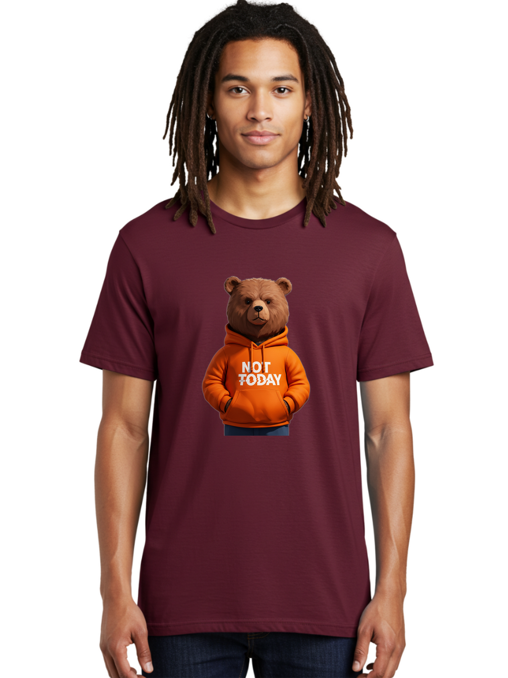 Not-Today-Bear-8 Men'S Graphic Tee, 100% Cotton, Comfortable Casual Summer Wear, Machine Washable, Vintage Camera, Old Camera, Antique Camera, Black Camera, Classic Photography, Photography Equipment, Nostalgic Device, Film Camera, Camera Art Bak969