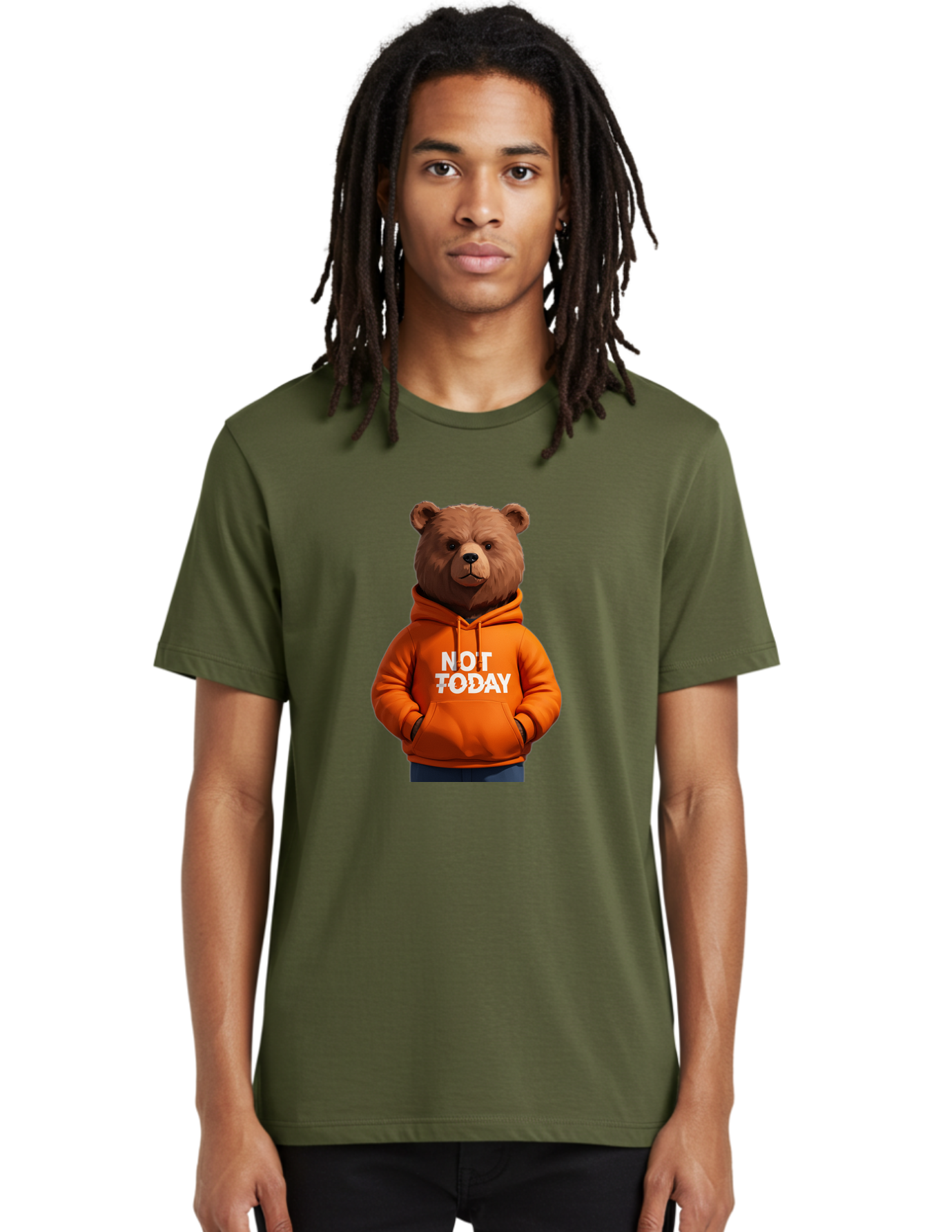 Not-Today-Bear-8 Men'S Graphic Tee, 100% Cotton, Comfortable Casual Summer Wear, Machine Washable, Vintage Camera, Old Camera, Antique Camera, Black Camera, Classic Photography, Photography Equipment, Nostalgic Device, Film Camera, Camera Art Bak969