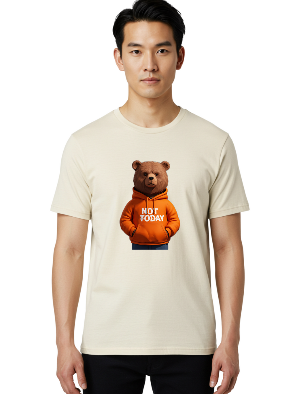 Not-Today-Bear-8 Men'S Graphic Tee, 100% Cotton, Comfortable Casual Summer Wear, Machine Washable, Vintage Camera, Old Camera, Antique Camera, Black Camera, Classic Photography, Photography Equipment, Nostalgic Device, Film Camera, Camera Art Bak969