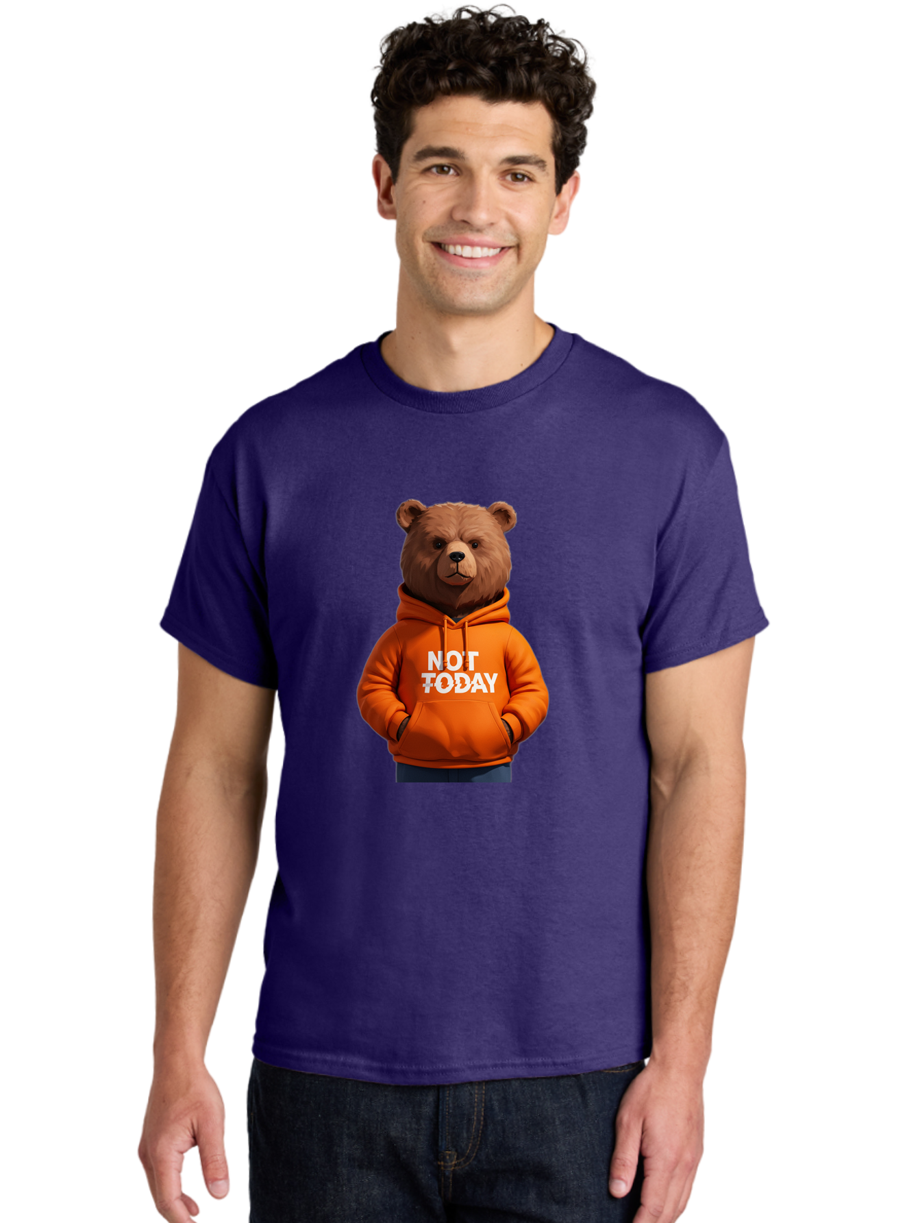 Not-Today-Bear-8 Men'S Graphic Tee, 100% Cotton, Comfortable Casual Summer Wear, Machine Washable, Vintage Camera, Old Camera, Antique Camera, Black Camera, Classic Photography, Photography Equipment, Nostalgic Device, Film Camera, Camera Art Bak969