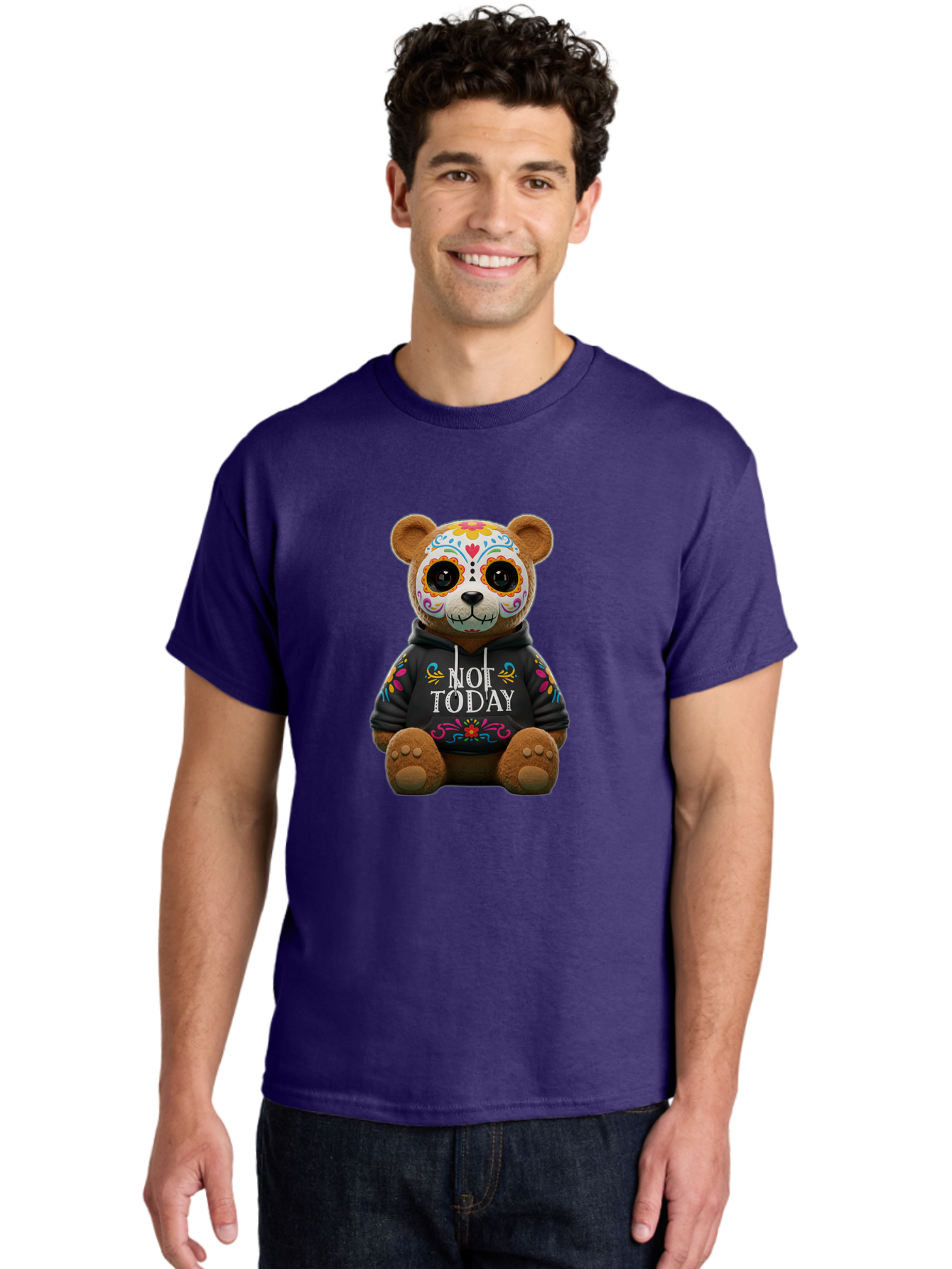 Not-Today-Teddy-Bear-1 Men'S Graphic Tee, 100% Cotton, Comfortable Casual Summer Wear, Machine Washable, Vintage Camera, Old Camera, Antique Camera, Black Camera, Classic Photography, Photography Equipment, Nostalgic Device, Film Camera, Bak972