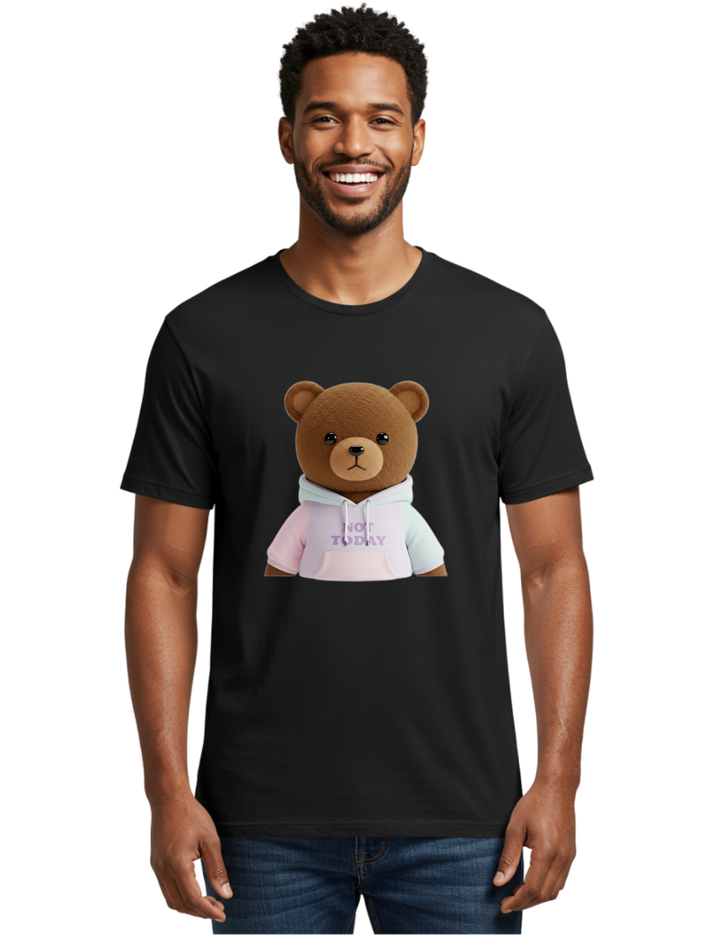 Not-Today-Teddy-Bear Men'S Graphic Tee, 100% Cotton, Comfortable Casual Summer Wear, Machine Washable, Vintage Camera, Old Camera, Antique Camera, Black Camera, Classic Photography, Photography Equipment, Nostalgic Device, Film Camera, Bak973