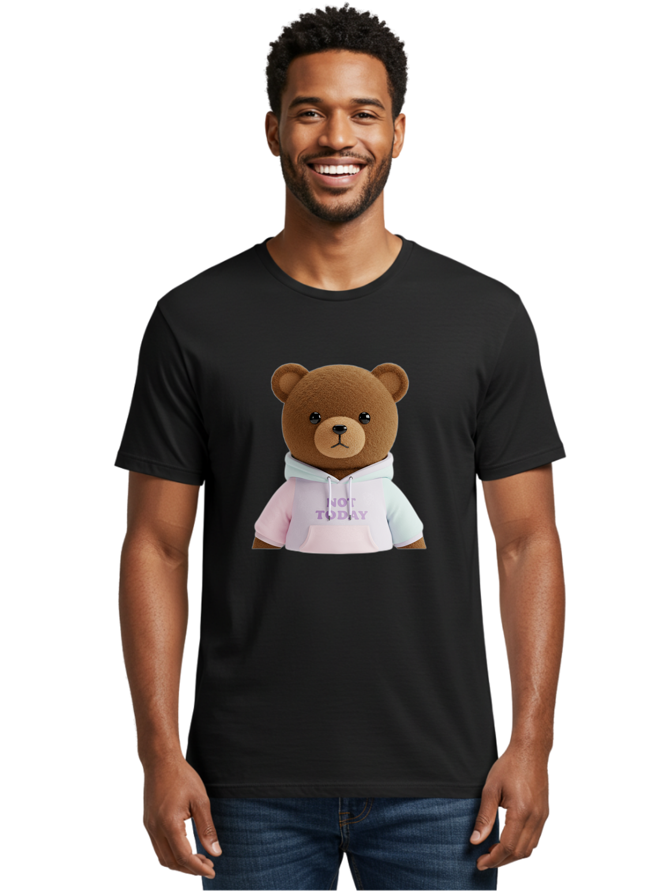 Not-Today-Teddy-Bear Men'S Graphic Tee, 100% Cotton, Comfortable Casual Summer Wear, Machine Washable, Vintage Camera, Old Camera, Antique Camera, Black Camera, Classic Photography, Photography Equipment, Nostalgic Device, Film Camera, Bak973