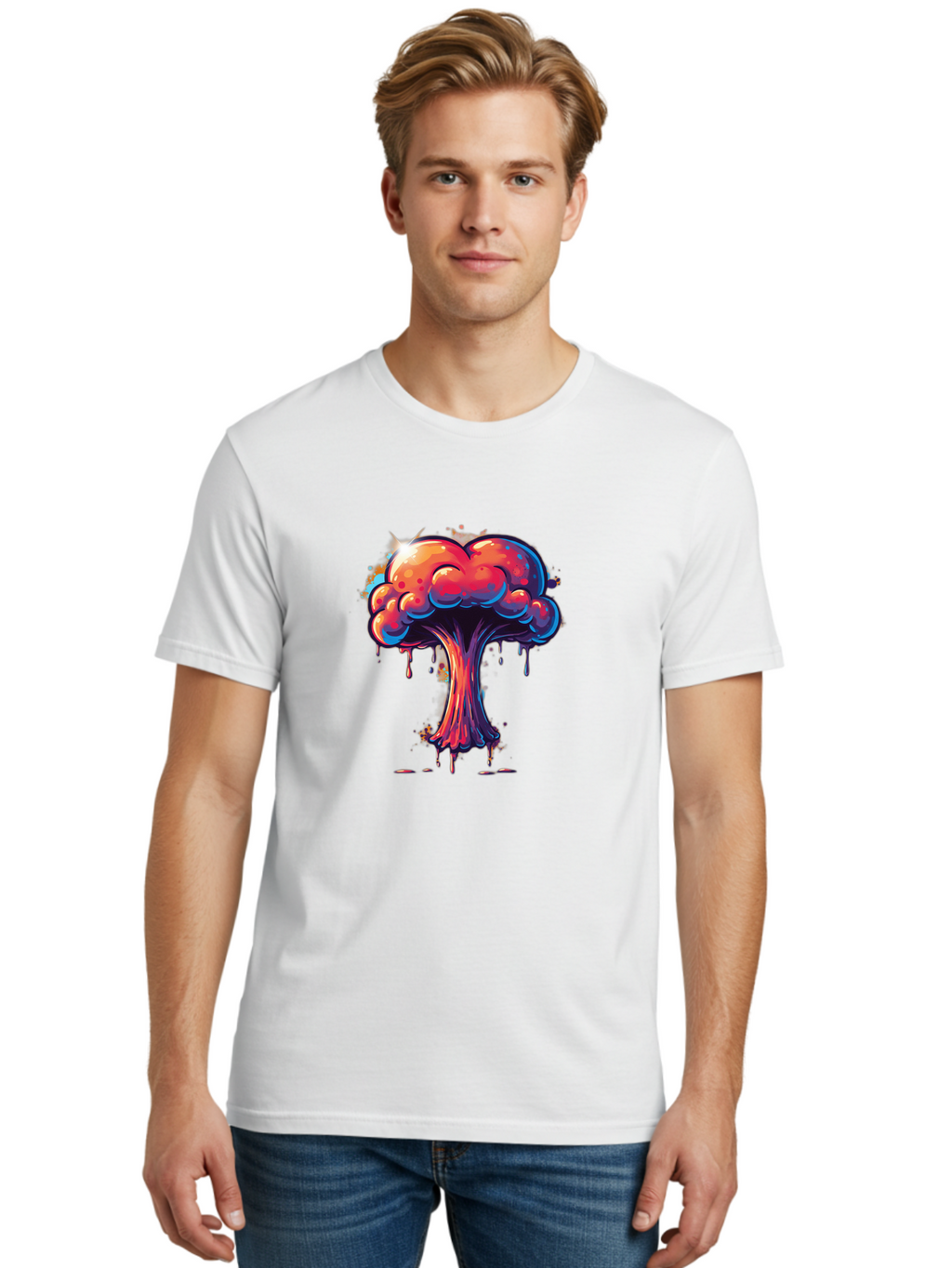 Nuclear-Explosion-3 Men'S Graphic Tee, 100% Cotton, Comfortable Casual Summer Wear, Machine Washable, Vintage Camera, Old Camera, Antique Camera, Black Camera, Classic Photography, Photography Equipment, Nostalgic Device, Film Camera, Bak978