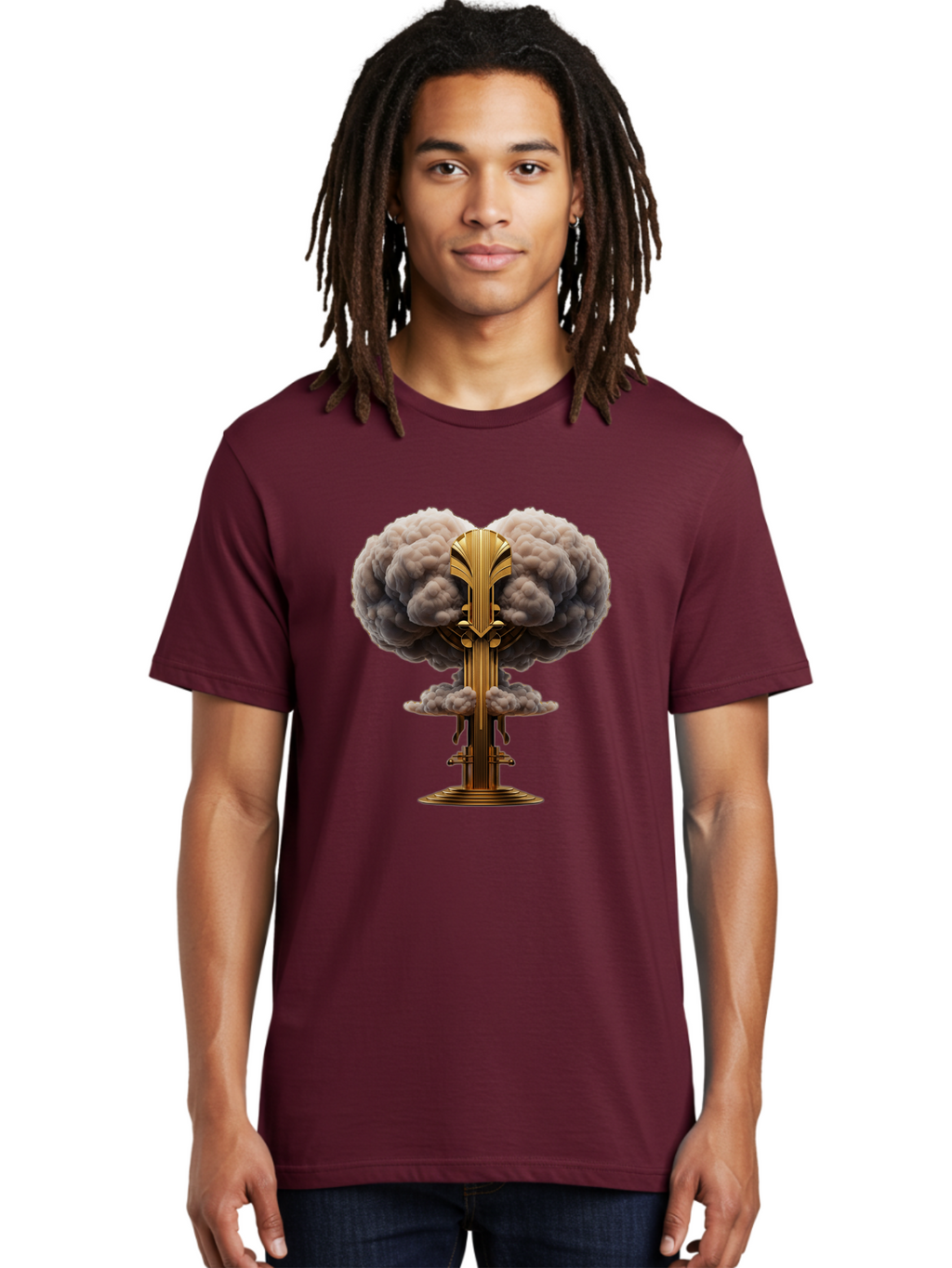 Nuclear-Explosion-Mushroom-Cloud Men'S Graphic Tee, 100% Cotton, Comfortable Casual Summer Wear, Machine Washable, Vintage Camera, Old Camera, Antique Camera, Black Camera, Classic Photography, Photography Equipment, Nostalgic Device, Bak980