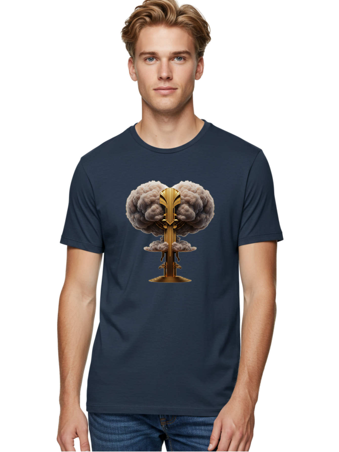 Nuclear-Explosion-Mushroom-Cloud Men'S Graphic Tee, 100% Cotton, Comfortable Casual Summer Wear, Machine Washable, Vintage Camera, Old Camera, Antique Camera, Black Camera, Classic Photography, Photography Equipment, Nostalgic Device, Bak980