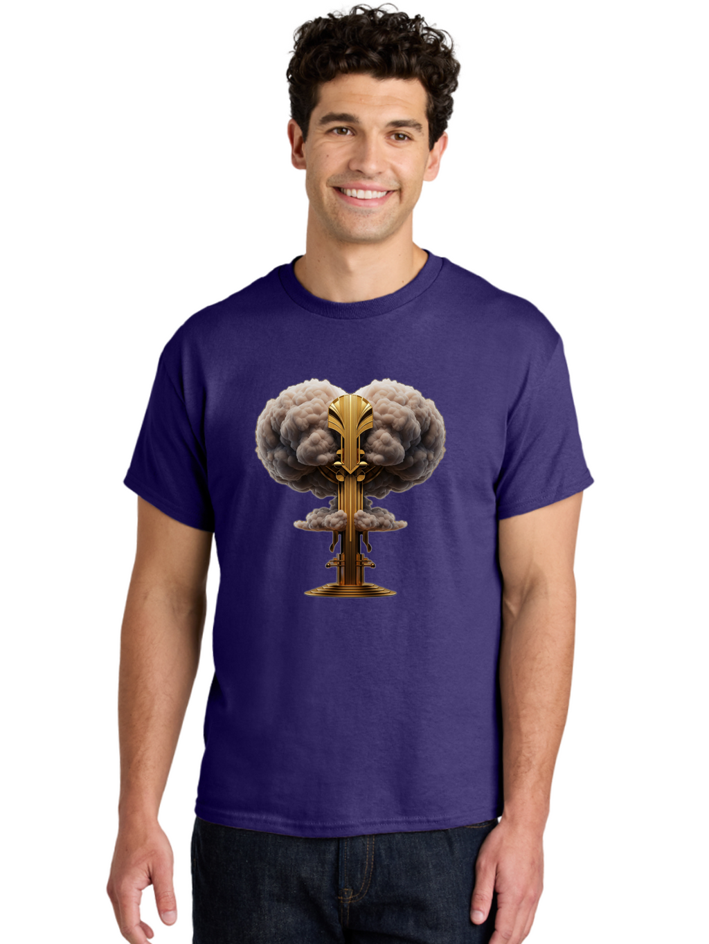 Nuclear-Explosion-Mushroom-Cloud Men'S Graphic Tee, 100% Cotton, Comfortable Casual Summer Wear, Machine Washable, Vintage Camera, Old Camera, Antique Camera, Black Camera, Classic Photography, Photography Equipment, Nostalgic Device, Bak980