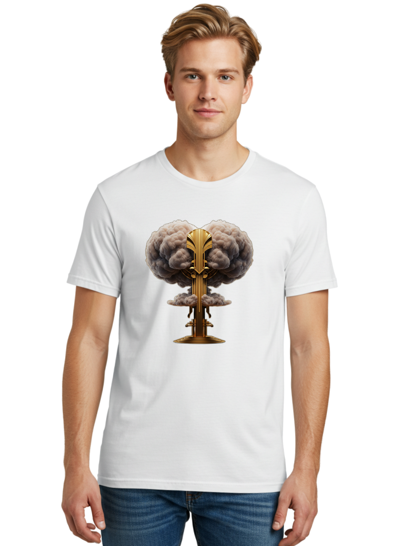 Nuclear-Explosion-Mushroom-Cloud Men'S Graphic Tee, 100% Cotton, Comfortable Casual Summer Wear, Machine Washable, Vintage Camera, Old Camera, Antique Camera, Black Camera, Classic Photography, Photography Equipment, Nostalgic Device, Bak980