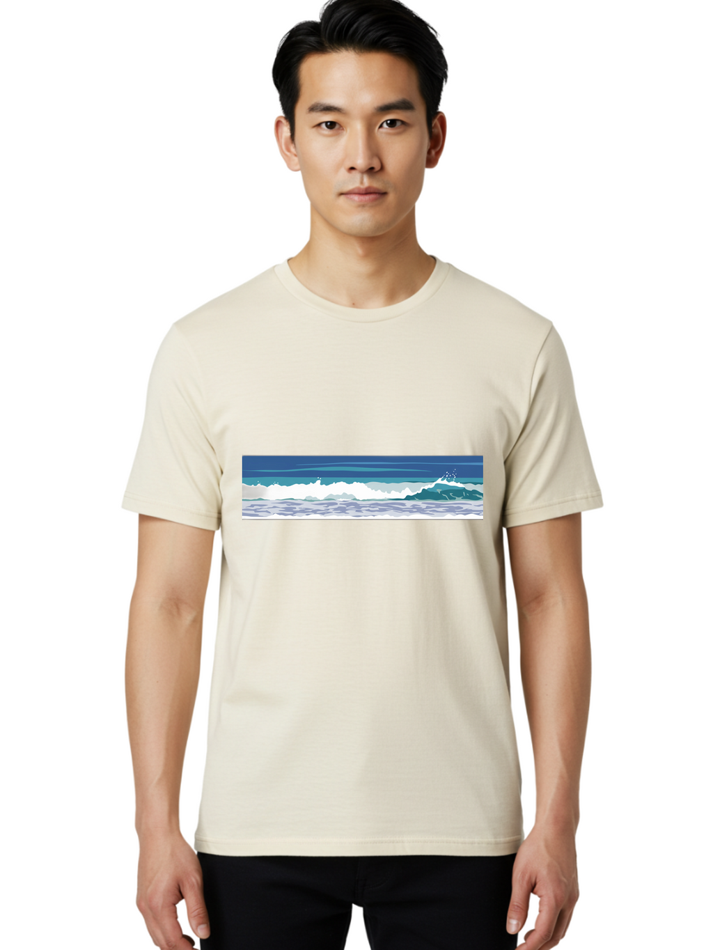 Ocean-Waves-1 Men'S Graphic Tee, 100% Cotton, Comfortable Casual Summer Wear, Machine Washable, Vintage Camera, Old Camera, Antique Camera, Black Camera, Classic Photography, Photography Equipment, Nostalgic Device, Film Camera, Camera Art Bak986