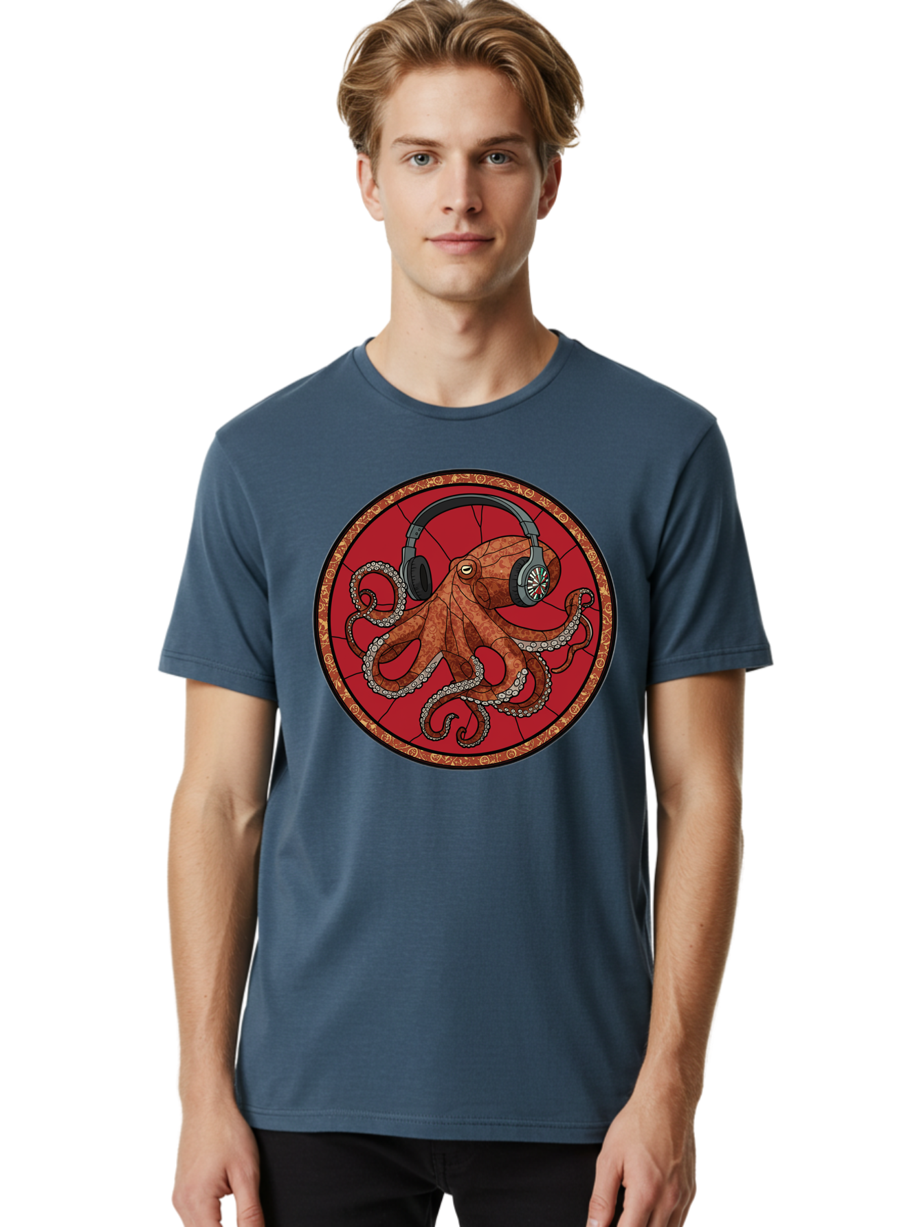 Octopus-Headphones Men'S Graphic Tee, 100% Cotton, Comfortable Casual Summer Wear, Machine Washable, Vintage Camera, Old Camera, Antique Camera, Black Camera, Classic Photography, Photography Equipment, Nostalgic Device, Film Camera, Bak991