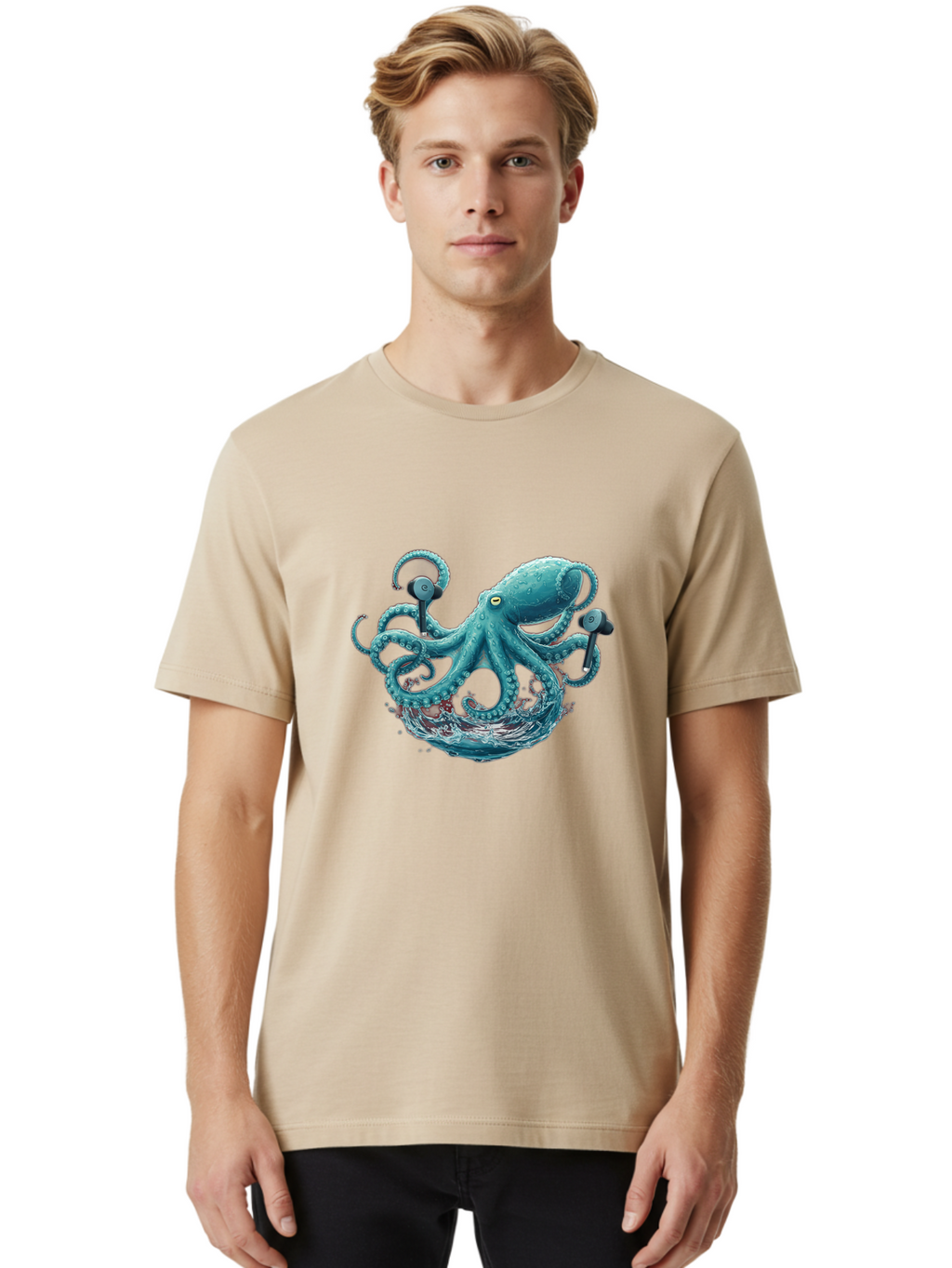 Octopus Men'S Graphic Tee, 100% Cotton, Comfortable Casual Summer Wear, Machine Washable, Vintage Camera, Old Camera, Antique Camera, Black Camera, Classic Photography, Photography Equipment, Nostalgic Device, Film Camera, Camera Art Bak993