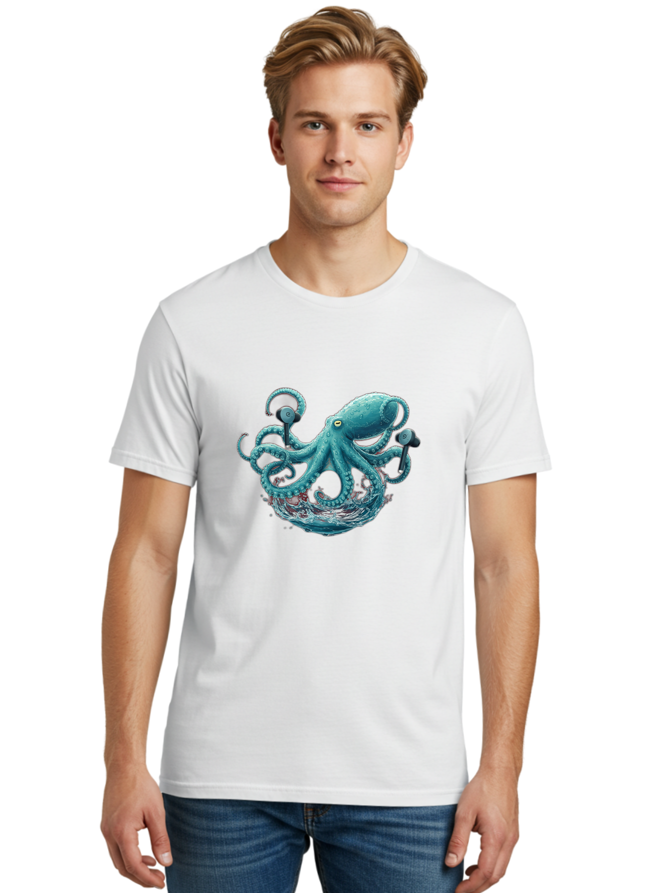 Octopus Men'S Graphic Tee, 100% Cotton, Comfortable Casual Summer Wear, Machine Washable, Vintage Camera, Old Camera, Antique Camera, Black Camera, Classic Photography, Photography Equipment, Nostalgic Device, Film Camera, Camera Art Bak993
