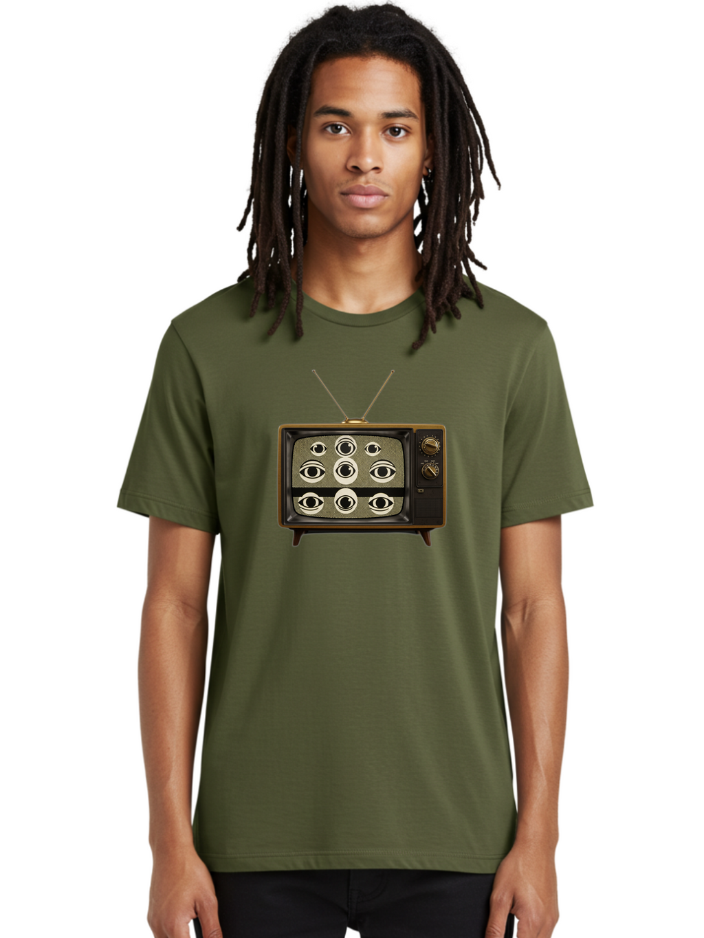 Old-Tv-With-Eyes Men'S Graphic Tee, 100% Cotton, Comfortable Casual Summer Wear, Machine Washable, Vintage Camera, Old Camera, Antique Camera, Black Camera, Classic Photography, Photography Equipment, Nostalgic Device, Film Camera, Camera Art Bak997