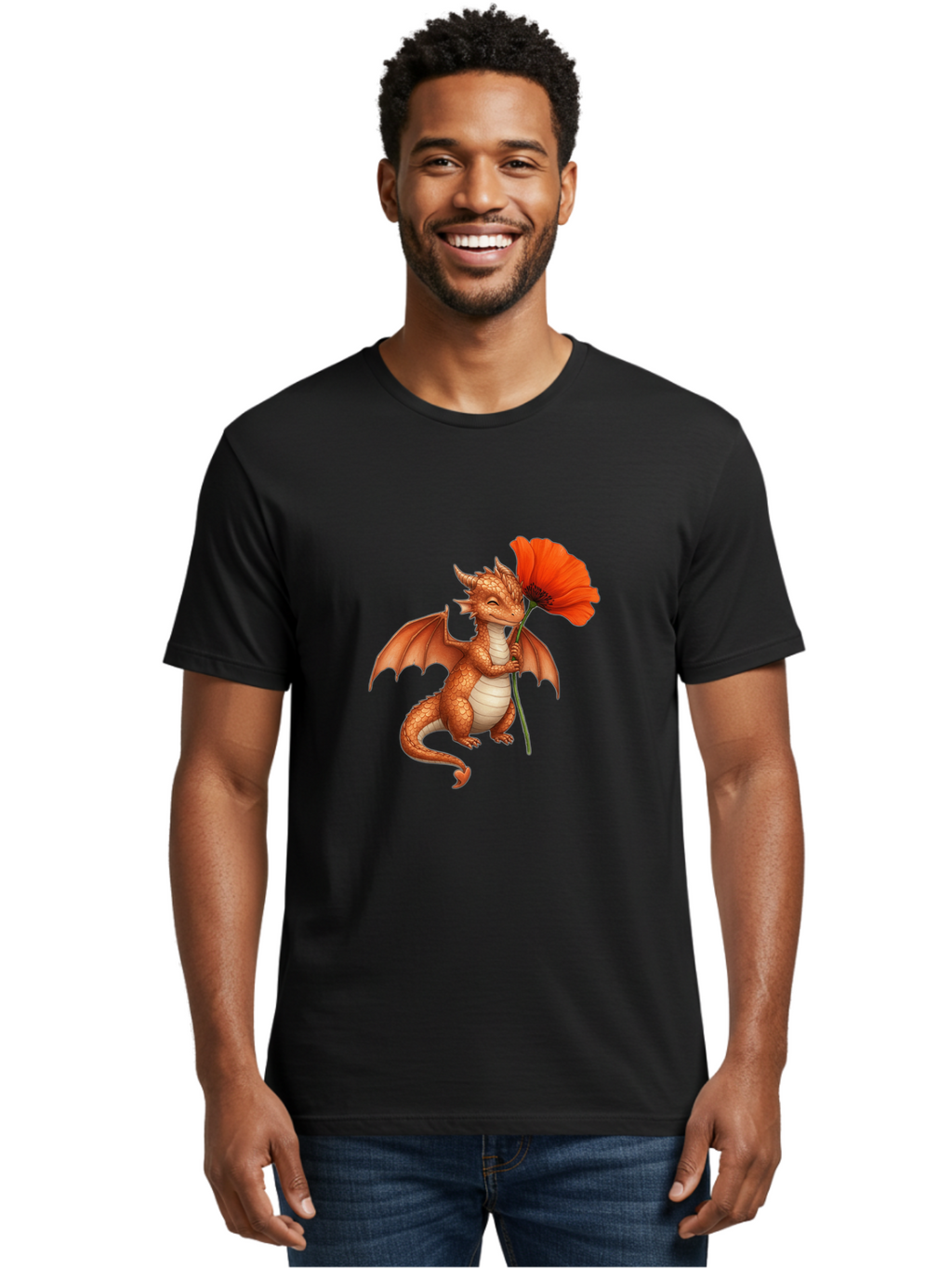 Orange-Dragon-With-Poppy Men'S Graphic Tee, 100% Cotton, Comfortable Casual Summer Wear, Machine Washable, Vintage Camera, Old Camera, Antique Camera, Black Camera, Classic Photography, Photography Equipment, Nostalgic Device, Film Camera, Bal003