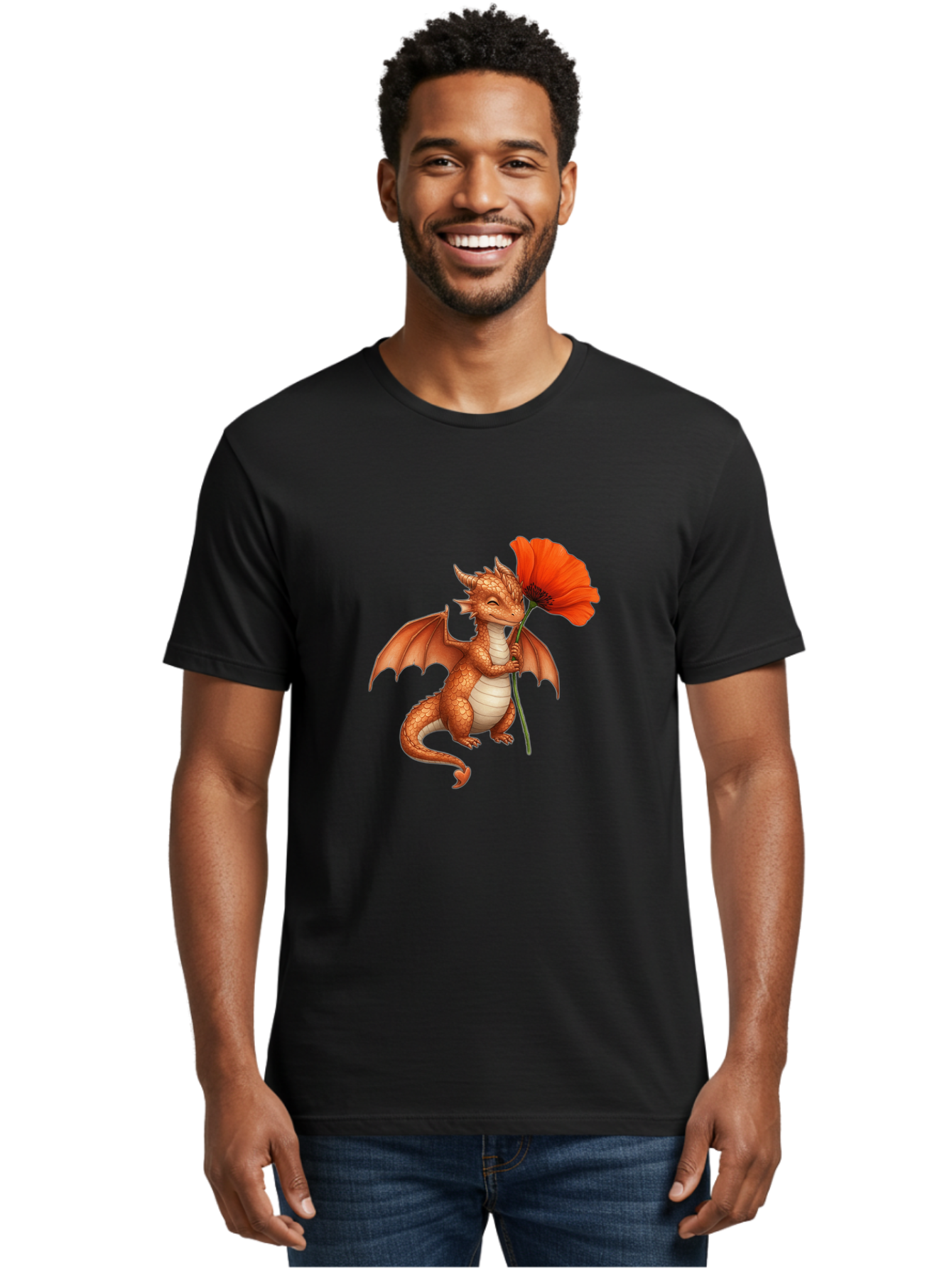 Orange-Dragon-With-Poppy Men'S Graphic Tee, 100% Cotton, Comfortable Casual Summer Wear, Machine Washable, Vintage Camera, Old Camera, Antique Camera, Black Camera, Classic Photography, Photography Equipment, Nostalgic Device, Film Camera, Bal003