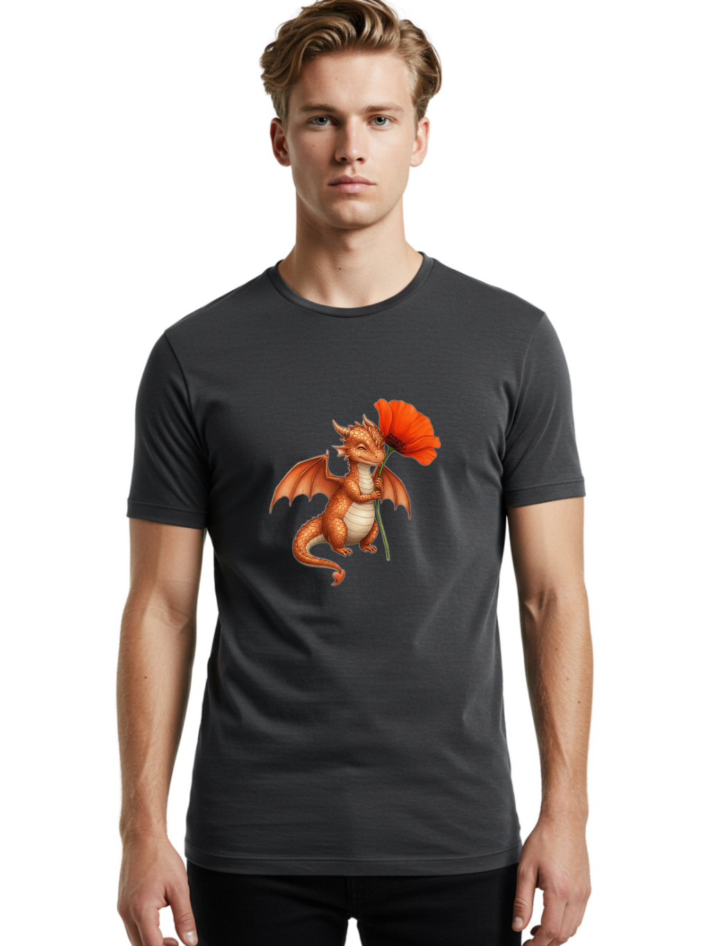 Orange-Dragon-With-Poppy Men'S Graphic Tee, 100% Cotton, Comfortable Casual Summer Wear, Machine Washable, Vintage Camera, Old Camera, Antique Camera, Black Camera, Classic Photography, Photography Equipment, Nostalgic Device, Film Camera, Bal003