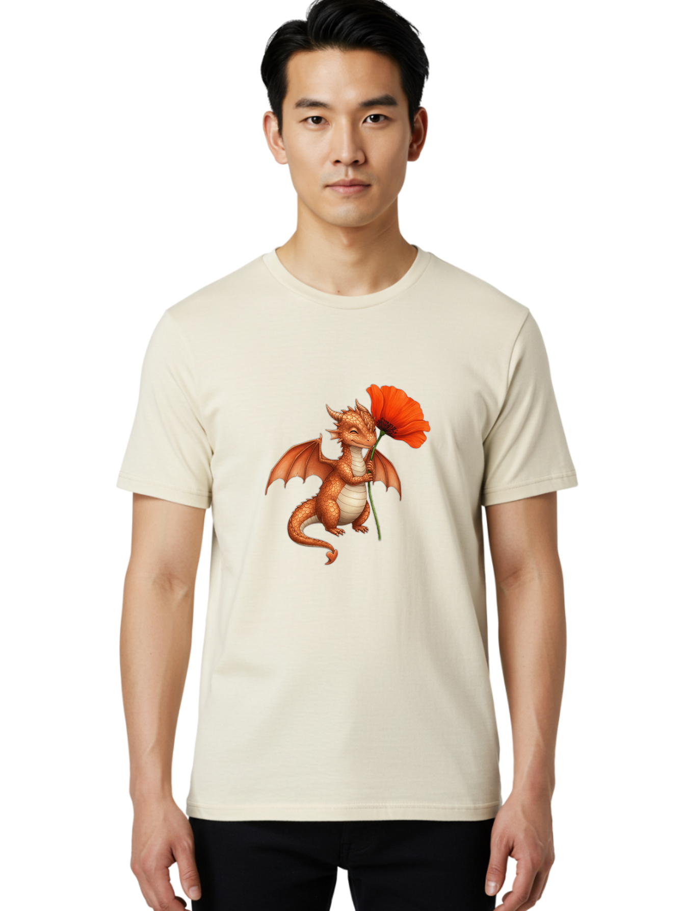 Orange-Dragon-With-Poppy Men'S Graphic Tee, 100% Cotton, Comfortable Casual Summer Wear, Machine Washable, Vintage Camera, Old Camera, Antique Camera, Black Camera, Classic Photography, Photography Equipment, Nostalgic Device, Film Camera, Bal003