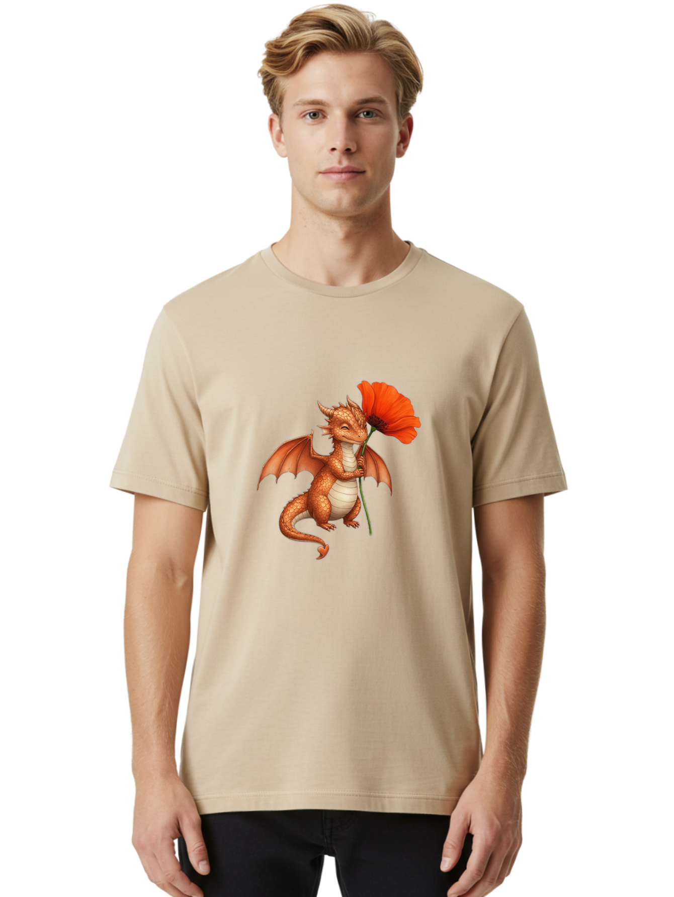 Orange-Dragon-With-Poppy Men'S Graphic Tee, 100% Cotton, Comfortable Casual Summer Wear, Machine Washable, Vintage Camera, Old Camera, Antique Camera, Black Camera, Classic Photography, Photography Equipment, Nostalgic Device, Film Camera, Bal003