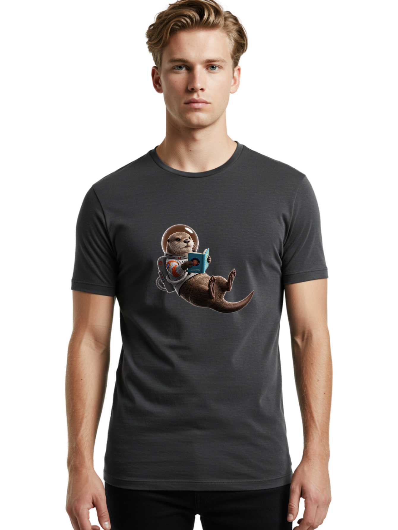 Otter-In-Spacesuit-Reading-Book Men'S Graphic Tee, 100% Cotton, Comfortable Casual Summer Wear, Machine Washable, Vintage Camera, Old Camera, Antique Camera, Black Camera, Classic Photography, Photography Equipment, Nostalgic Device, Bal010