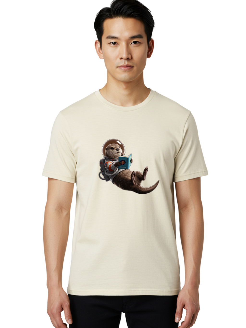 Otter-In-Spacesuit-Reading-Book Men'S Graphic Tee, 100% Cotton, Comfortable Casual Summer Wear, Machine Washable, Vintage Camera, Old Camera, Antique Camera, Black Camera, Classic Photography, Photography Equipment, Nostalgic Device, Bal010