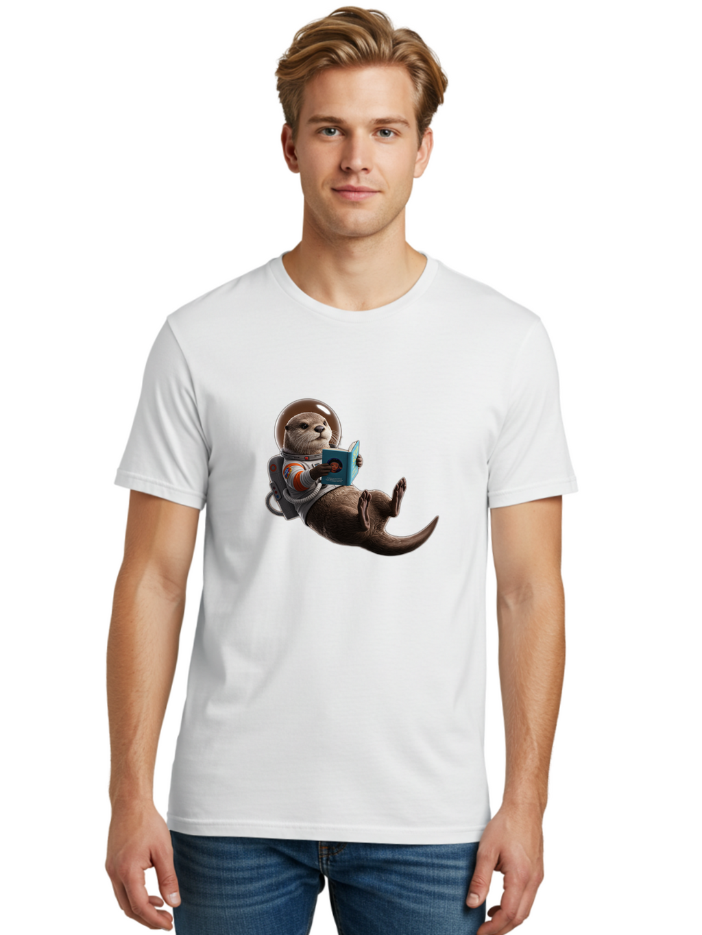 Otter-In-Spacesuit-Reading-Book Men'S Graphic Tee, 100% Cotton, Comfortable Casual Summer Wear, Machine Washable, Vintage Camera, Old Camera, Antique Camera, Black Camera, Classic Photography, Photography Equipment, Nostalgic Device, Bal010
