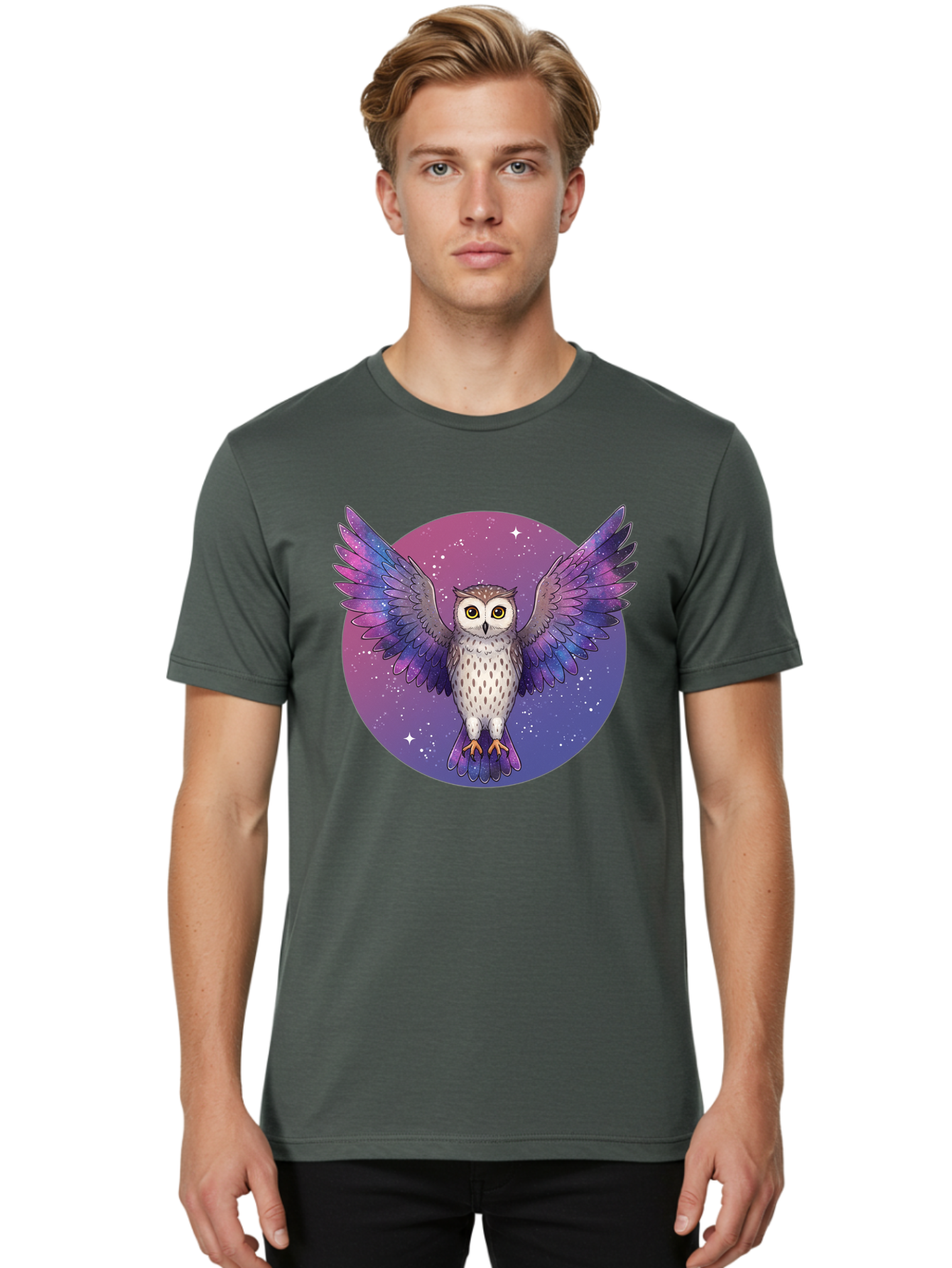 Owl-In-Space Men'S Graphic Tee, 100% Cotton, Comfortable Casual Summer Wear, Machine Washable, Vintage Camera, Old Camera, Antique Camera, Black Camera, Classic Photography, Photography Equipment, Nostalgic Device, Film Camera, Camera Art Bal021