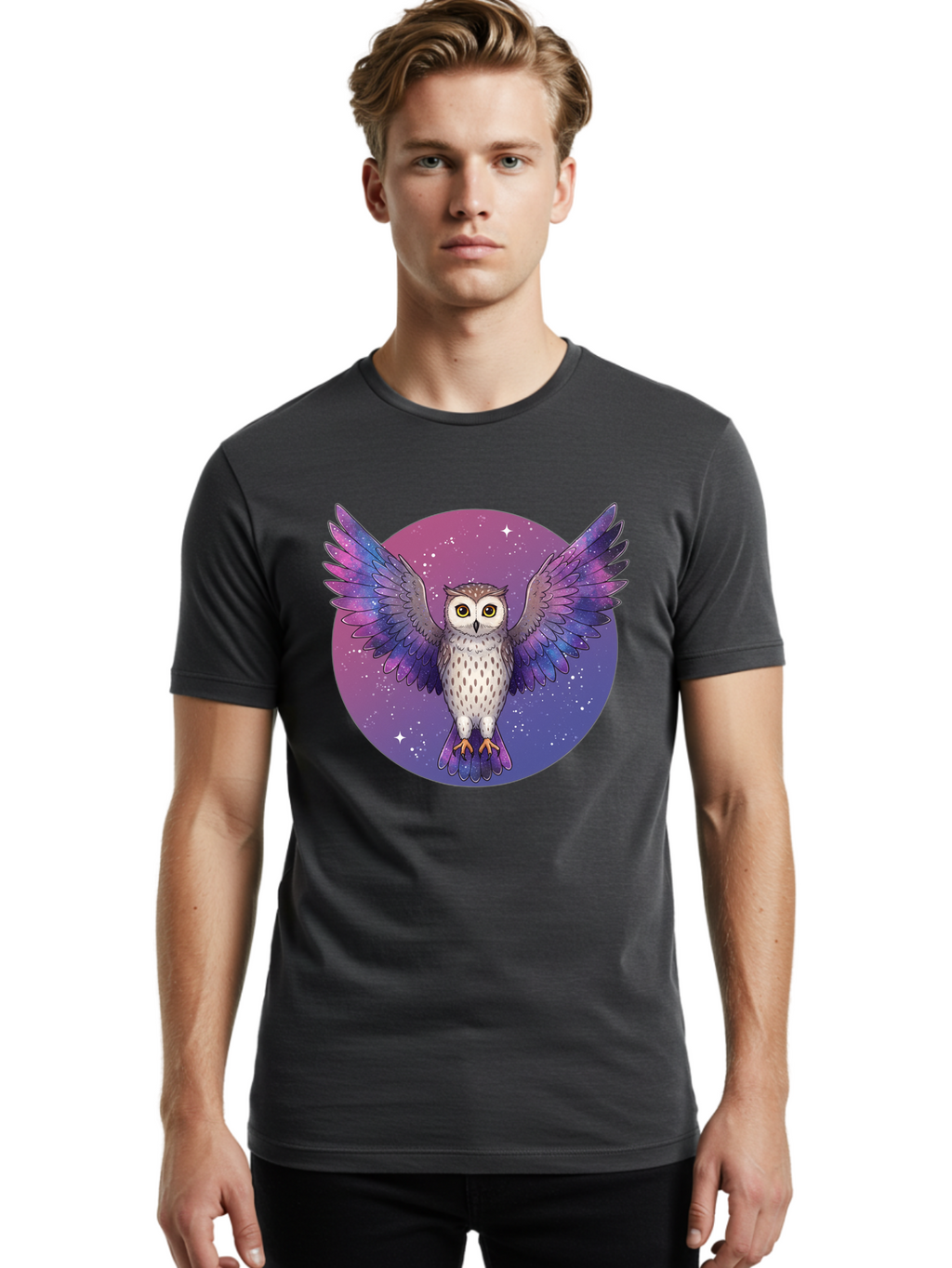 Owl-In-Space Men'S Graphic Tee, 100% Cotton, Comfortable Casual Summer Wear, Machine Washable, Vintage Camera, Old Camera, Antique Camera, Black Camera, Classic Photography, Photography Equipment, Nostalgic Device, Film Camera, Camera Art Bal021