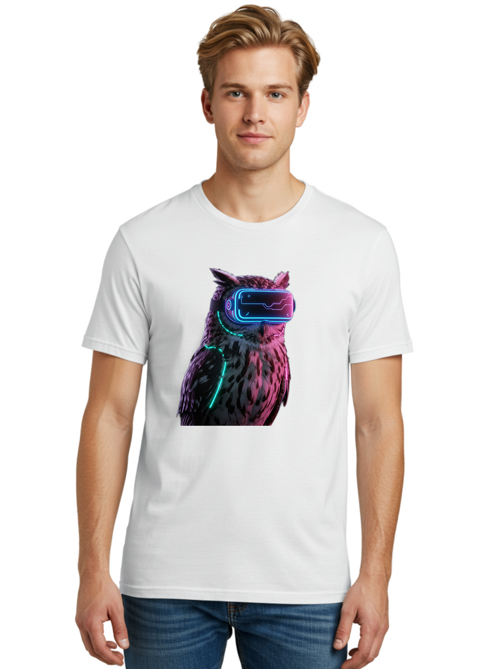 Owl-Vr-Headset-1 Men'S Graphic Tee, 100% Cotton, Comfortable Casual Summer Wear, Machine Washable, Vintage Camera, Old Camera, Antique Camera, Black Camera, Classic Photography, Photography Equipment, Nostalgic Device, Film Camera, Camera Art Bal023