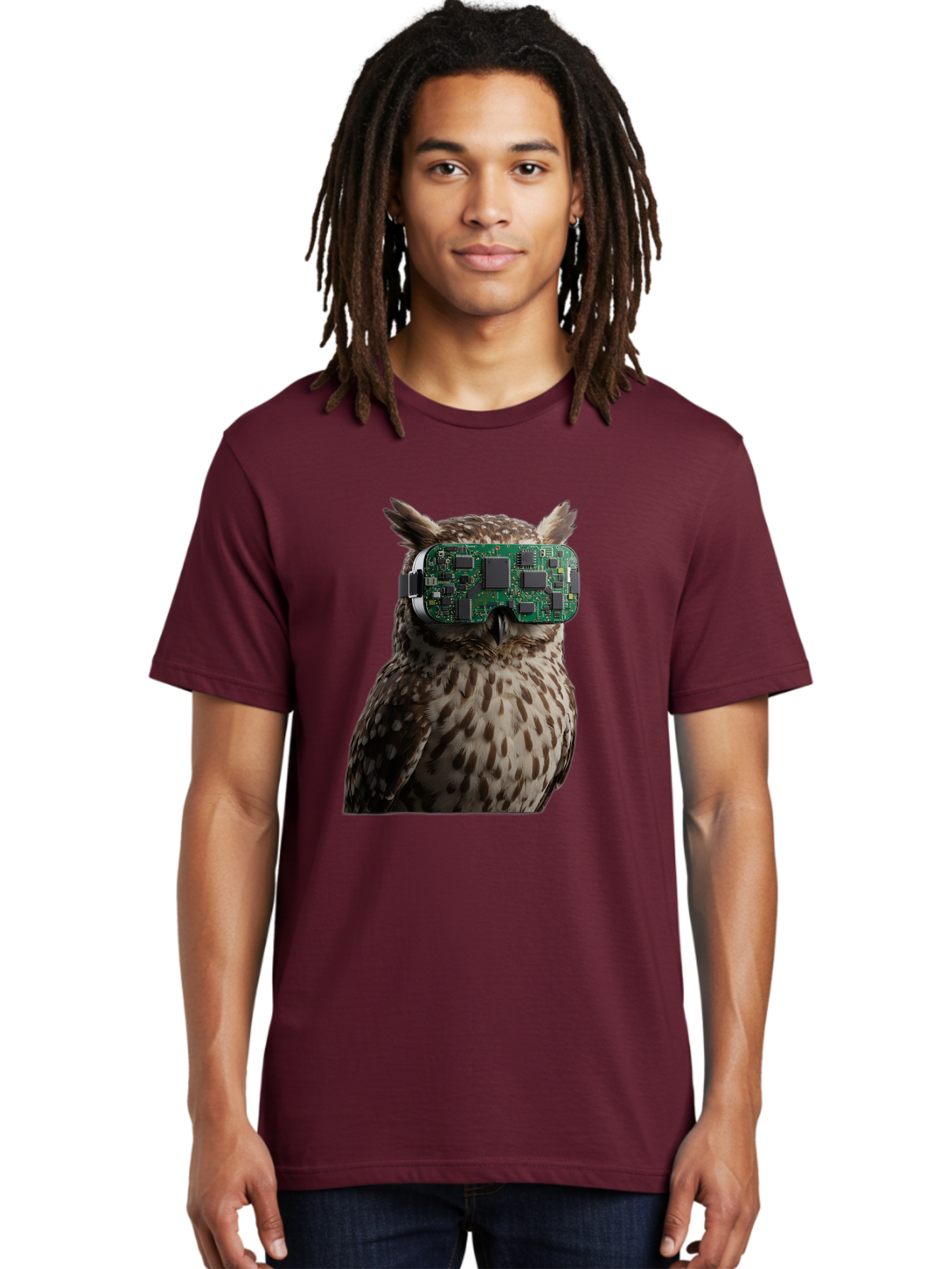 Owl-With-Circuit-Board-Vr-Goggles Men'S Graphic Tee, 100% Cotton, Comfortable Casual Summer Wear, Machine Washable, Vintage Camera, Old Camera, Antique Camera, Black Camera, Classic Photography, Photography Equipment, Nostalgic Device, Bal028