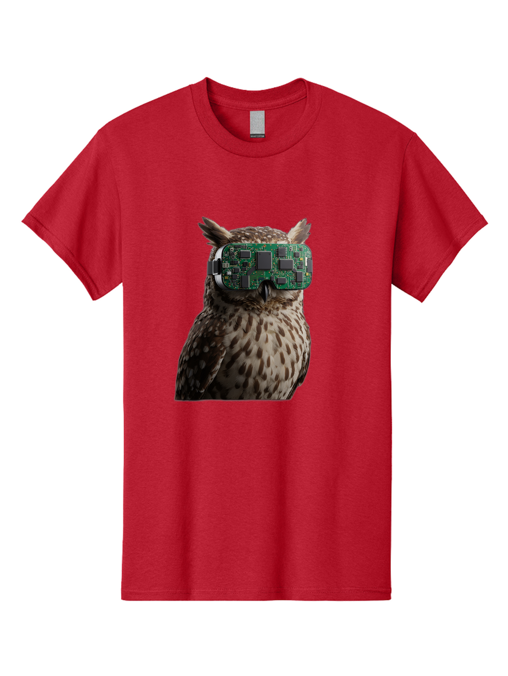 Owl-With-Circuit-Board-Vr-Goggles Men'S Graphic Tee, 100% Cotton, Comfortable Casual Summer Wear, Machine Washable, Vintage Camera, Old Camera, Antique Camera, Black Camera, Classic Photography, Photography Equipment, Nostalgic Device, Bal028