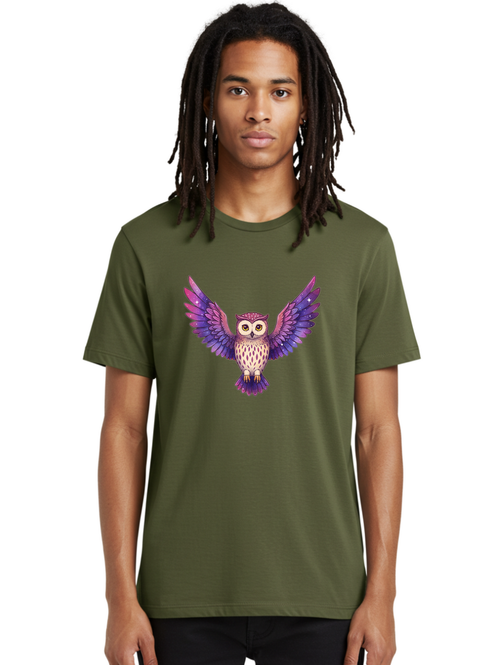 Owl-With-Galaxy-Feathers Men'S Graphic Tee, 100% Cotton, Comfortable Casual Summer Wear, Machine Washable, Vintage Camera, Old Camera, Antique Camera, Black Camera, Classic Photography, Photography Equipment, Nostalgic Device, Film Camera, Bal029