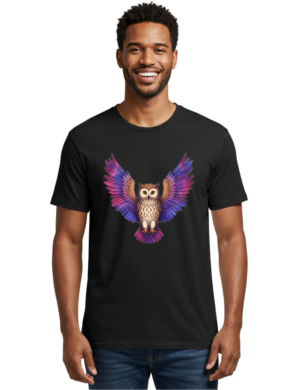 Owl-With-Galaxy-Wings Men'S Graphic Tee, 100% Cotton, Comfortable Casual Summer Wear, Machine Washable, Vintage Camera, Old Camera, Antique Camera, Black Camera, Classic Photography, Photography Equipment, Nostalgic Device, Film Camera, Bal031