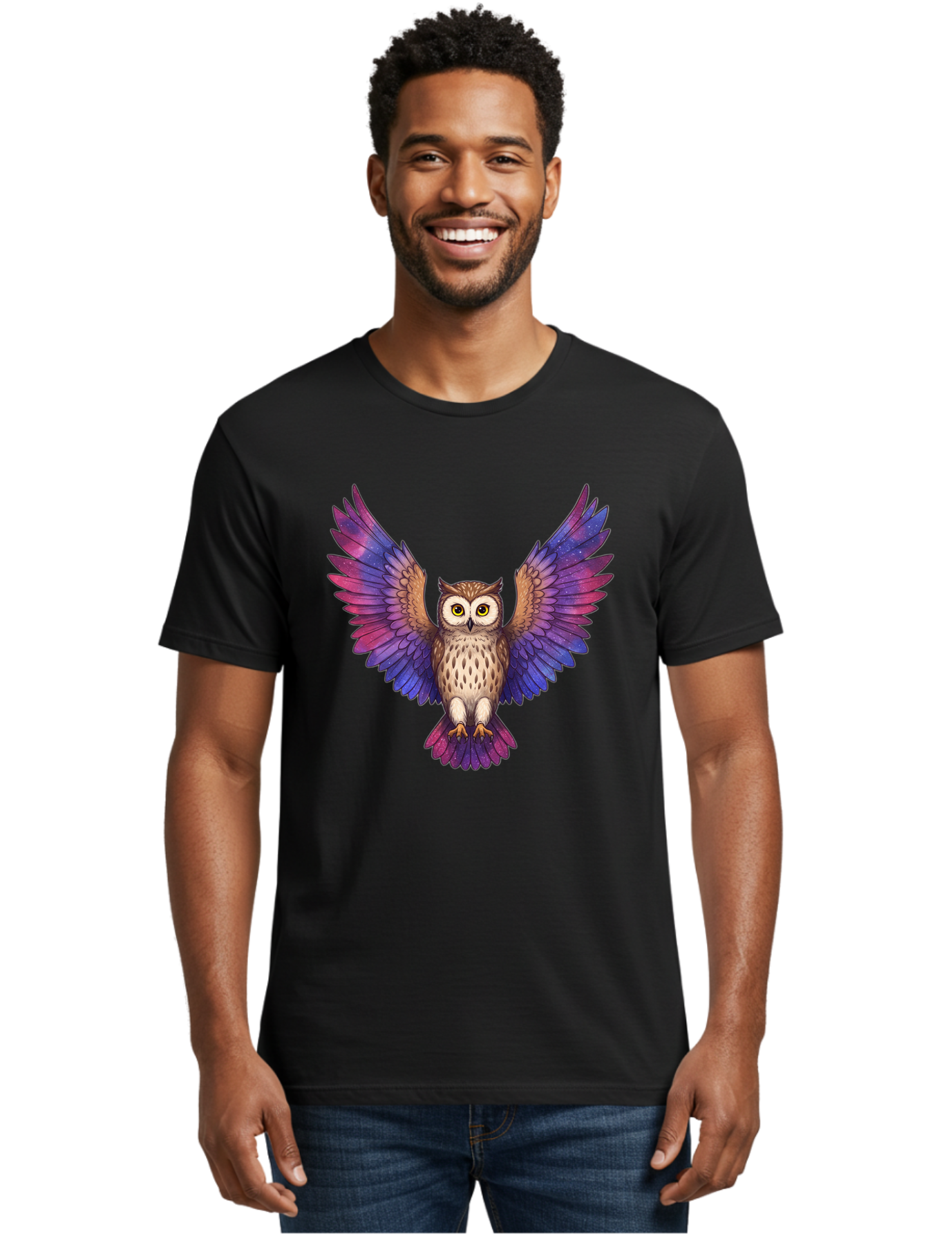 Owl-With-Galaxy-Wings Men'S Graphic Tee, 100% Cotton, Comfortable Casual Summer Wear, Machine Washable, Vintage Camera, Old Camera, Antique Camera, Black Camera, Classic Photography, Photography Equipment, Nostalgic Device, Film Camera, Bal031
