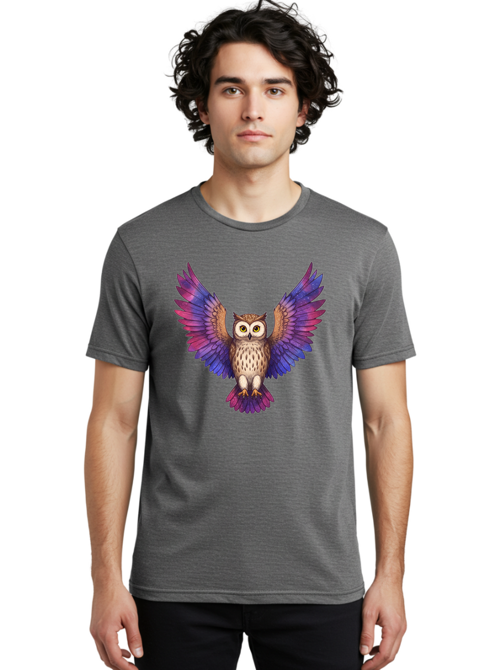 Owl-With-Galaxy-Wings Men'S Graphic Tee, 100% Cotton, Comfortable Casual Summer Wear, Machine Washable, Vintage Camera, Old Camera, Antique Camera, Black Camera, Classic Photography, Photography Equipment, Nostalgic Device, Film Camera, Bal031