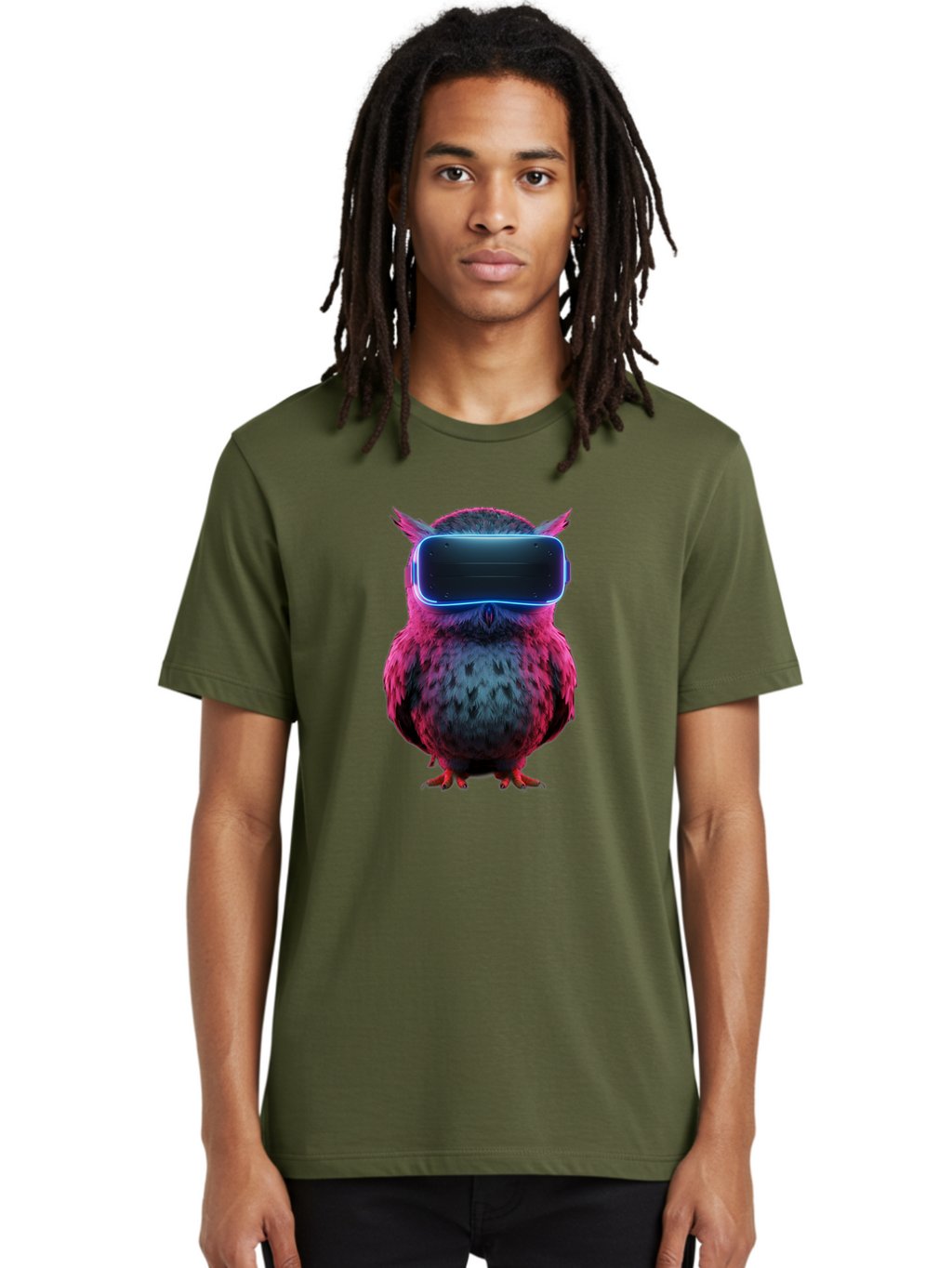 Owl-With-Vr-Headset Men'S Graphic Tee, 100% Cotton, Comfortable Casual Summer Wear, Machine Washable, Vintage Camera, Old Camera, Antique Camera, Black Camera, Classic Photography, Photography Equipment, Nostalgic Device, Film Camera, Bal037