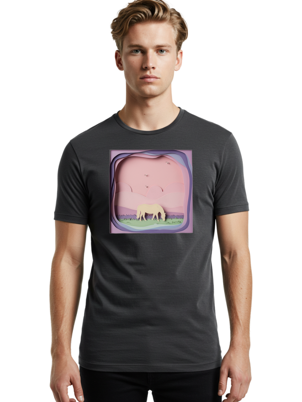 Paper-Cut-Horse Men'S Graphic Tee, 100% Cotton, Comfortable Casual Summer Wear, Machine Washable, Vintage Camera, Old Camera, Antique Camera, Black Camera, Classic Photography, Photography Equipment, Nostalgic Device, Film Camera, Camera Art Bal049