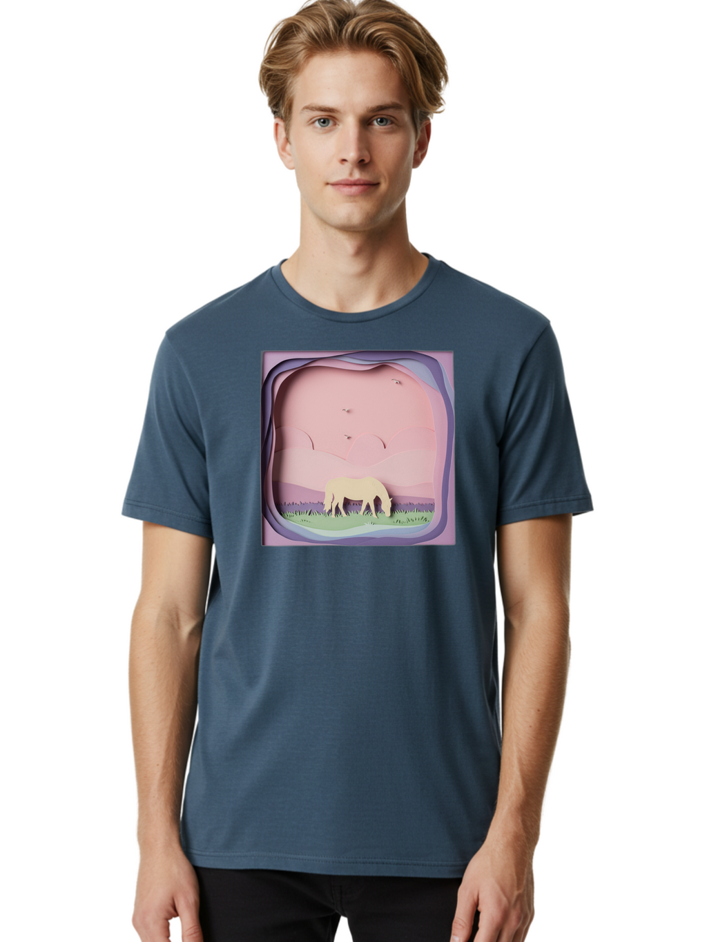 Paper-Cut-Horse Men'S Graphic Tee, 100% Cotton, Comfortable Casual Summer Wear, Machine Washable, Vintage Camera, Old Camera, Antique Camera, Black Camera, Classic Photography, Photography Equipment, Nostalgic Device, Film Camera, Camera Art Bal049