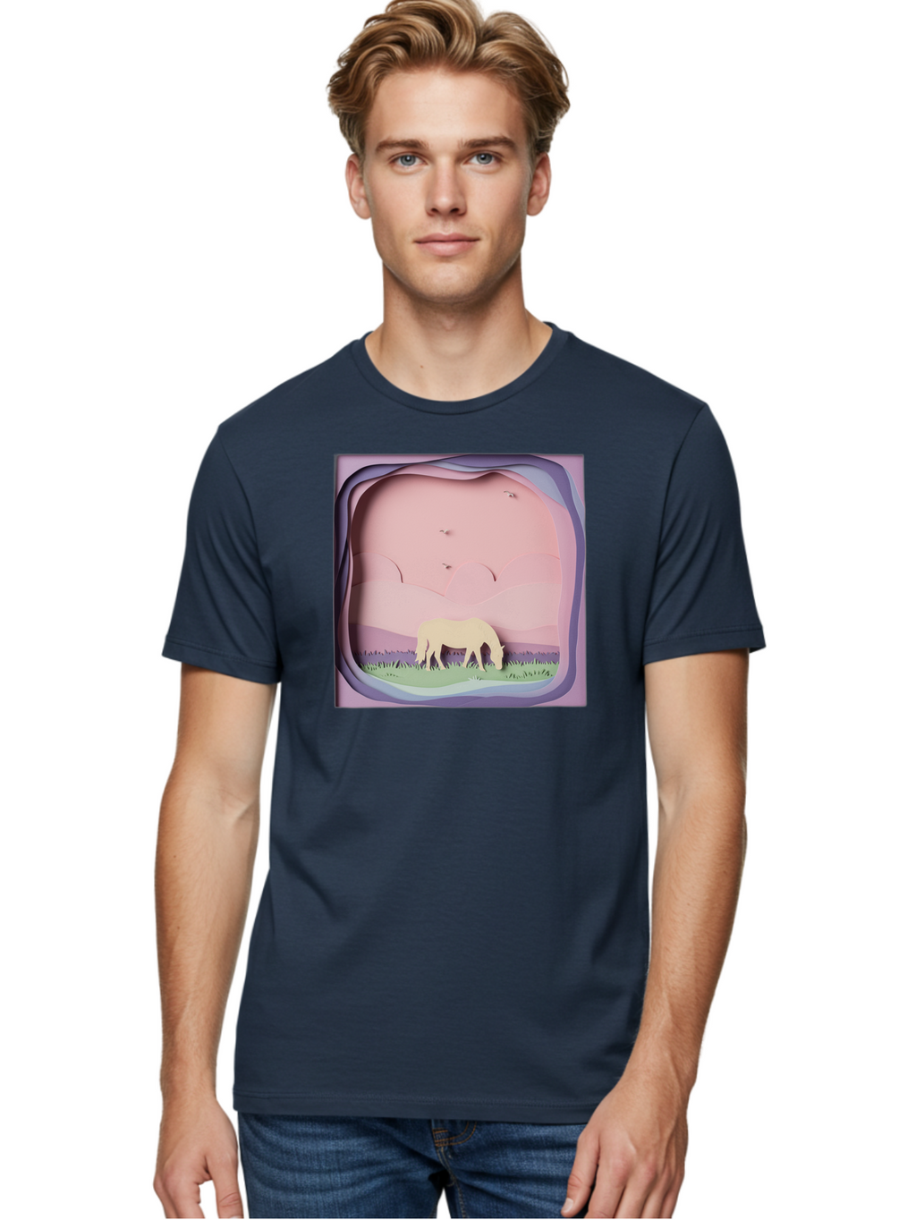 Paper-Cut-Horse Men'S Graphic Tee, 100% Cotton, Comfortable Casual Summer Wear, Machine Washable, Vintage Camera, Old Camera, Antique Camera, Black Camera, Classic Photography, Photography Equipment, Nostalgic Device, Film Camera, Camera Art Bal049
