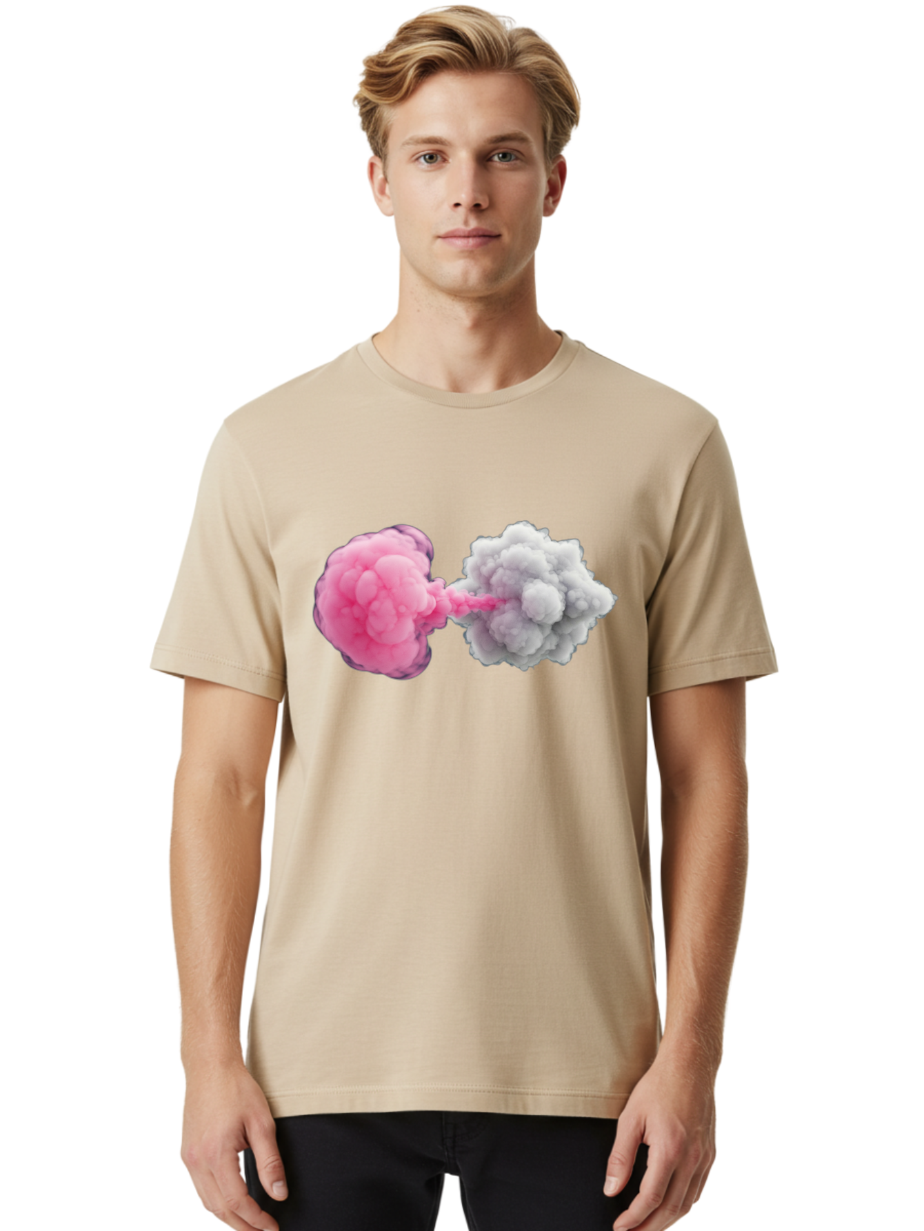 Pink-And-White-Smoke-Bombs Men'S Graphic Tee, 100% Cotton, Comfortable Casual Summer Wear, Machine Washable, Vintage Camera, Old Camera, Antique Camera, Black Camera, Classic Photography, Photography Equipment, Nostalgic Device, Film Camera, Bal074