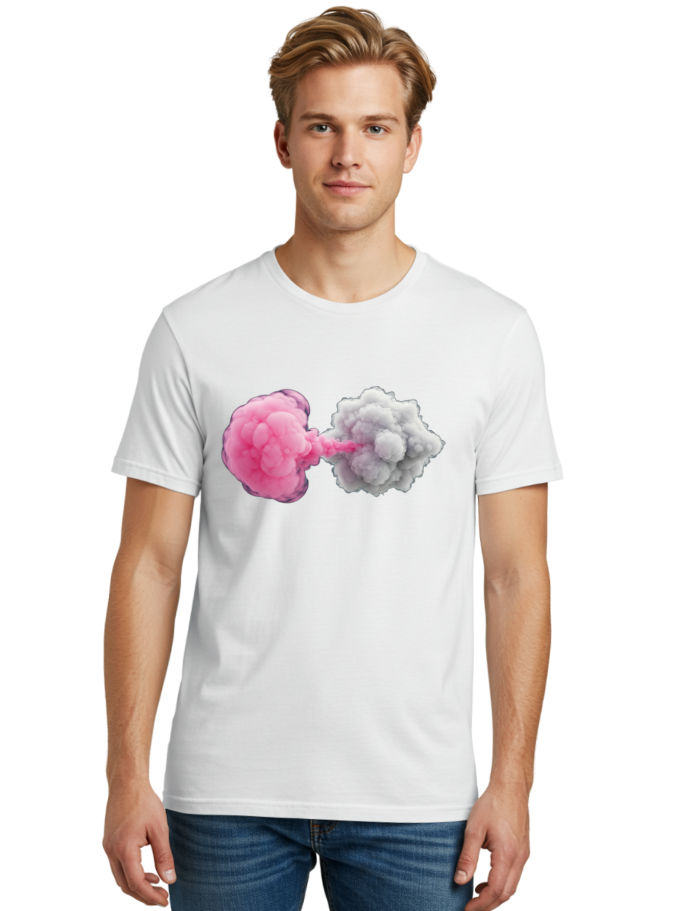 Pink-And-White-Smoke-Bombs Men'S Graphic Tee, 100% Cotton, Comfortable Casual Summer Wear, Machine Washable, Vintage Camera, Old Camera, Antique Camera, Black Camera, Classic Photography, Photography Equipment, Nostalgic Device, Film Camera, Bal074