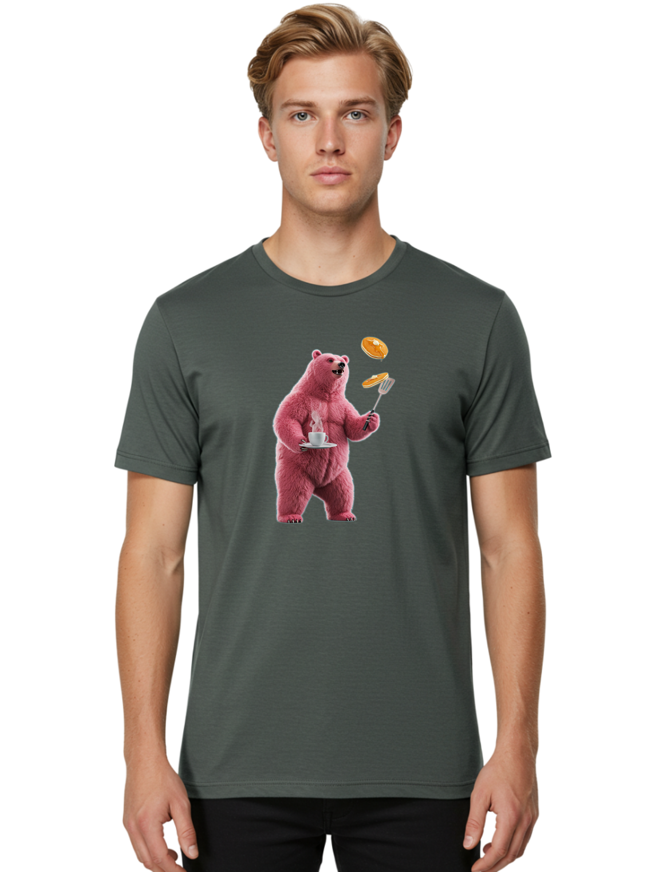 Pink-Bear-Cooking-Pancakes Men'S Graphic Tee, 100% Cotton, Comfortable Casual Summer Wear, Machine Washable, Vintage Camera, Old Camera, Antique Camera, Black Camera, Classic Photography, Photography Equipment, Nostalgic Device, Film Camera, Bal077