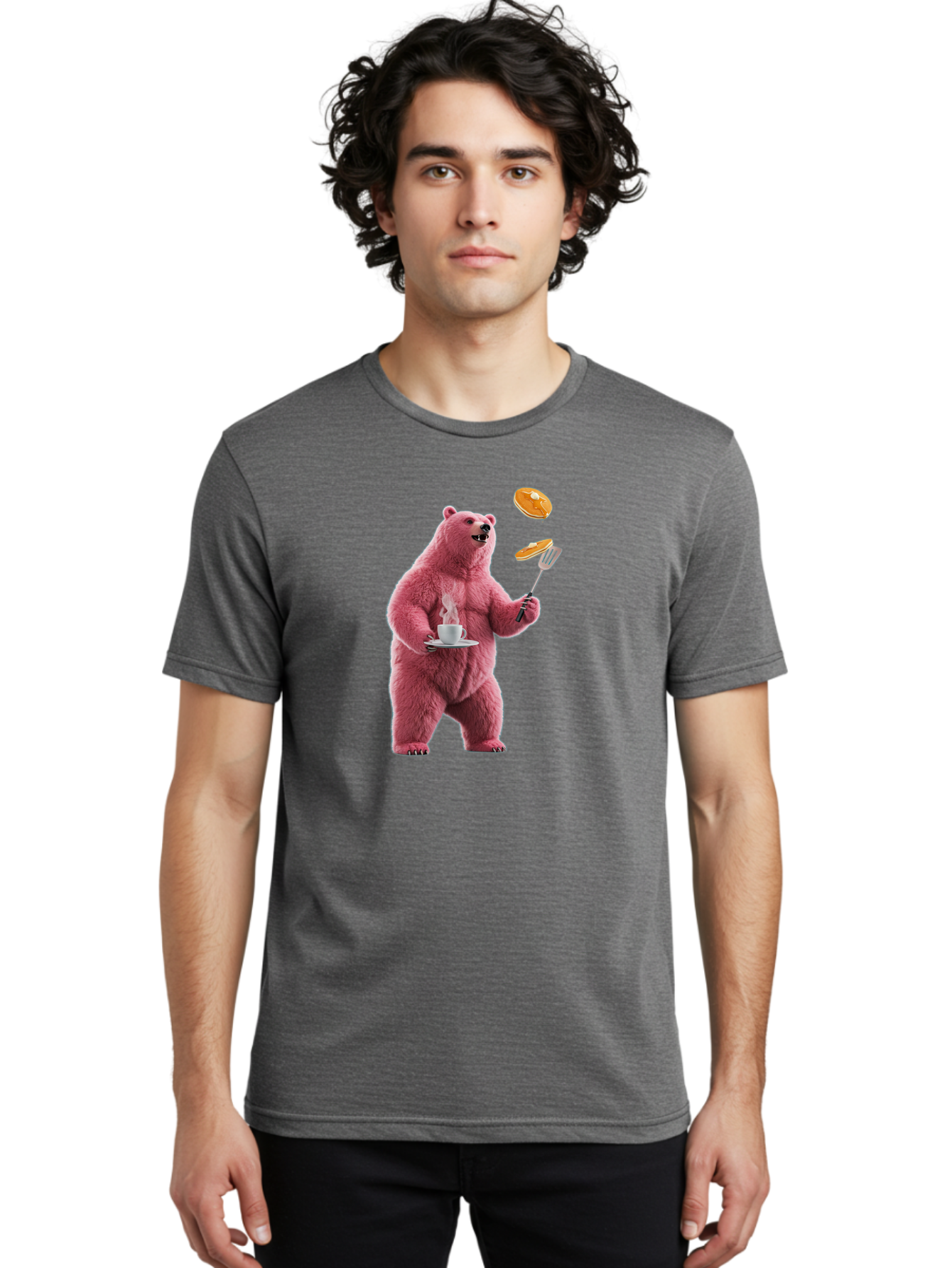 Pink-Bear-Cooking-Pancakes Men'S Graphic Tee, 100% Cotton, Comfortable Casual Summer Wear, Machine Washable, Vintage Camera, Old Camera, Antique Camera, Black Camera, Classic Photography, Photography Equipment, Nostalgic Device, Film Camera, Bal077