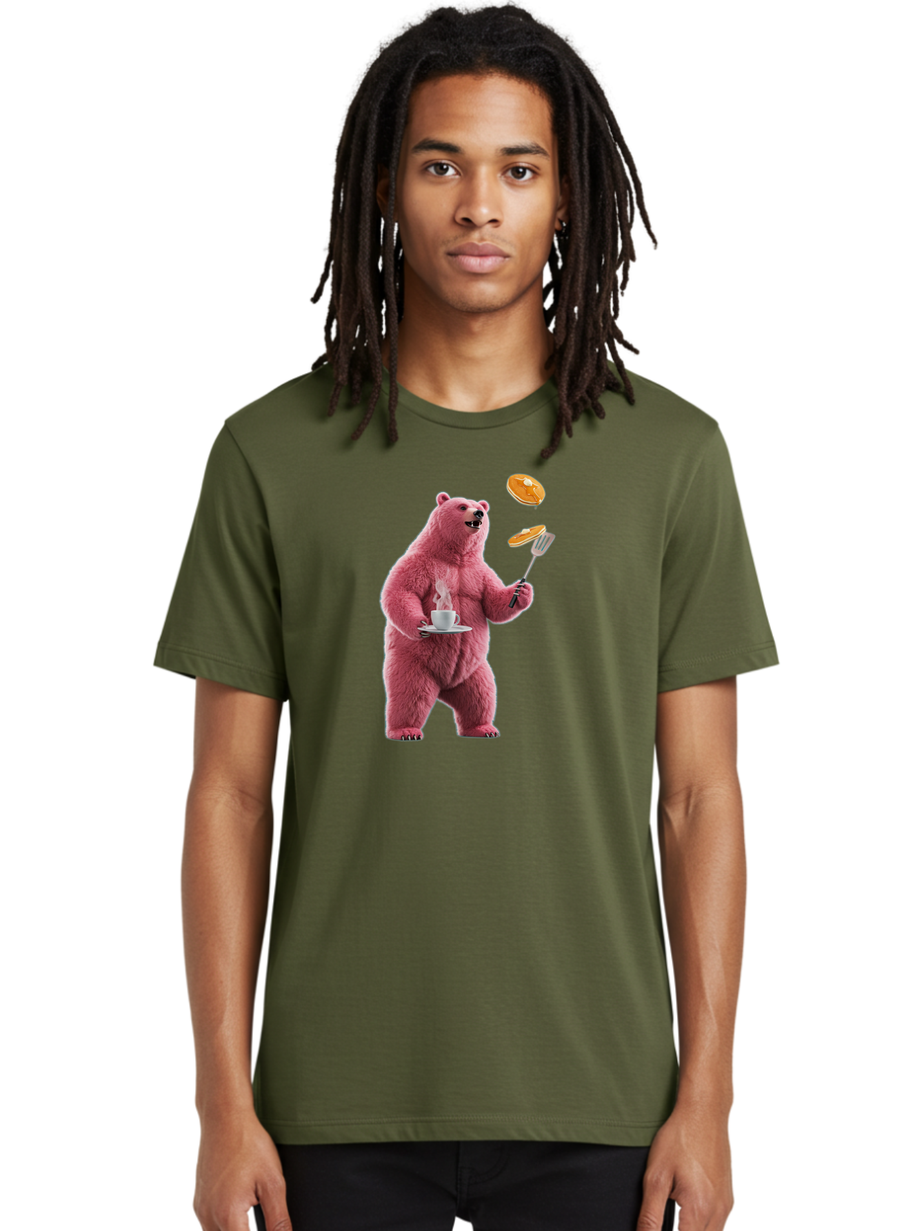 Pink-Bear-Cooking-Pancakes Men'S Graphic Tee, 100% Cotton, Comfortable Casual Summer Wear, Machine Washable, Vintage Camera, Old Camera, Antique Camera, Black Camera, Classic Photography, Photography Equipment, Nostalgic Device, Film Camera, Bal077