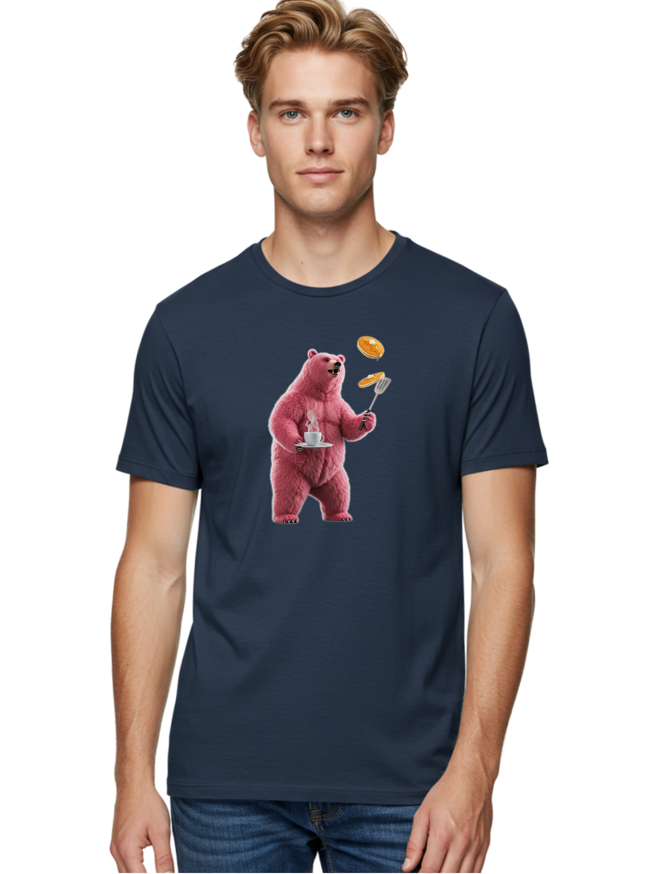 Pink-Bear-Cooking-Pancakes Men'S Graphic Tee, 100% Cotton, Comfortable Casual Summer Wear, Machine Washable, Vintage Camera, Old Camera, Antique Camera, Black Camera, Classic Photography, Photography Equipment, Nostalgic Device, Film Camera, Bal077